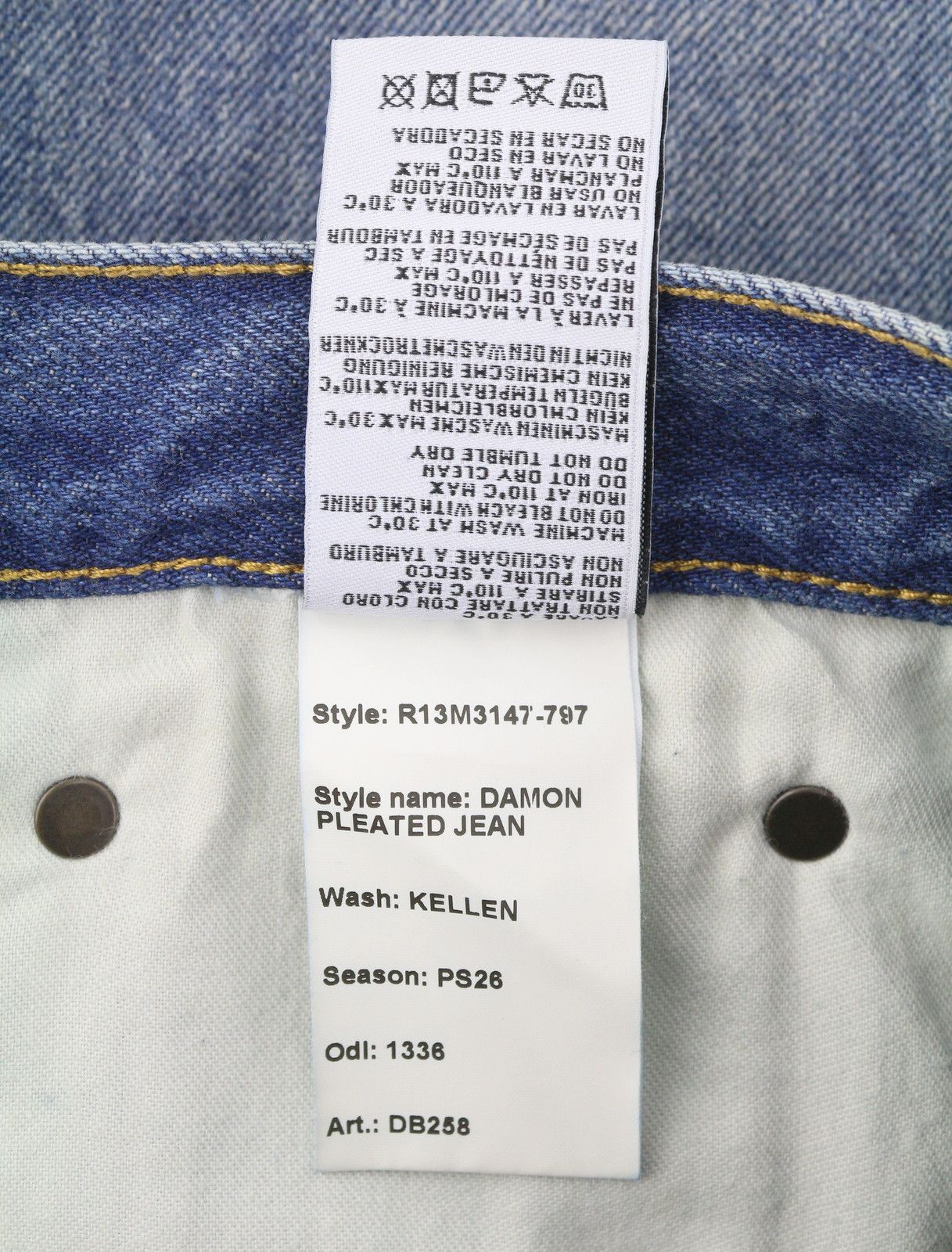 R13 DAMON PLEATED 33 Kellen Faded Blue PS26 88274 Size 33" - 9 Thumbnail