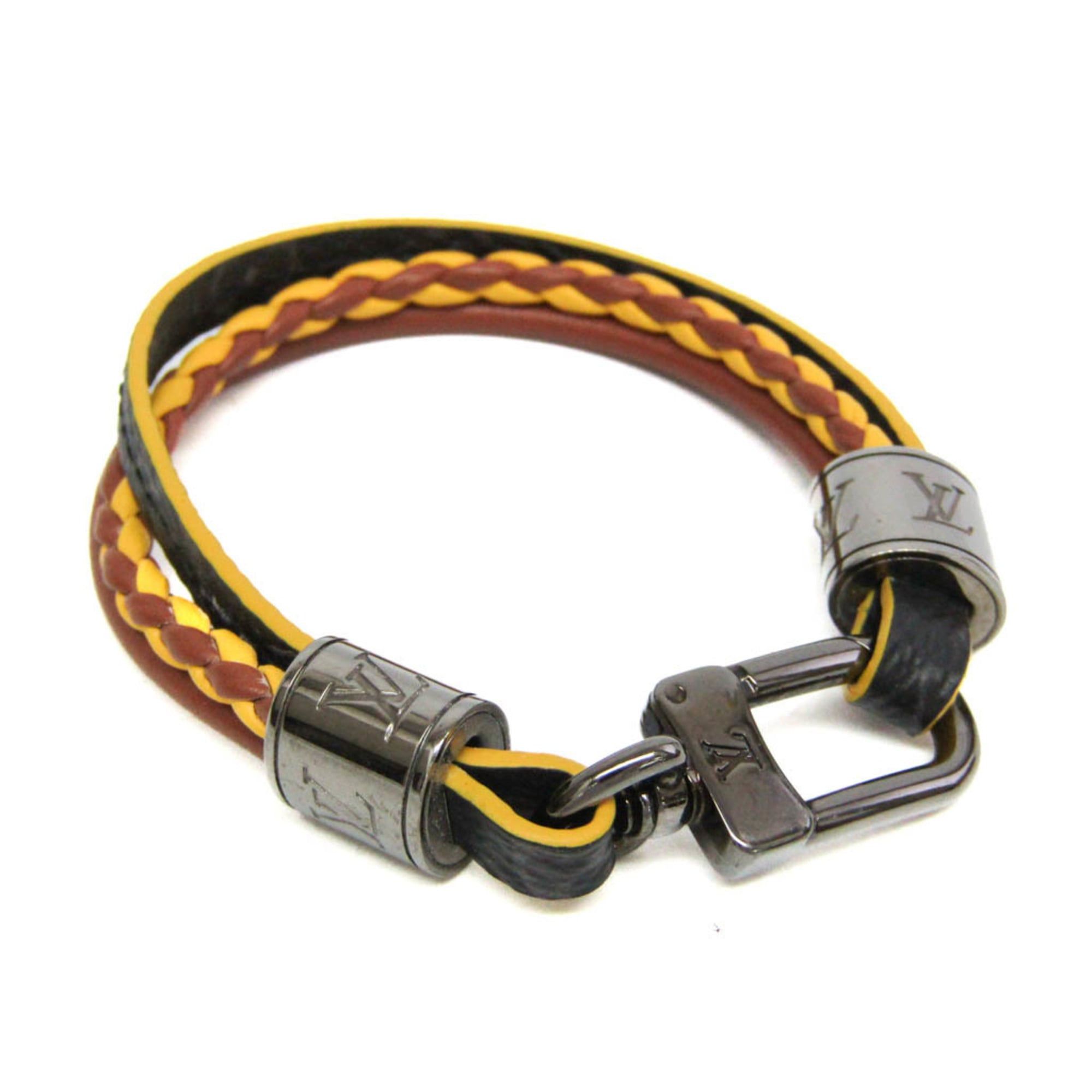 Louis Vuitton Louis Vuitton Damier Graphite LV Treble Bracelet M6423 Damier Graphite,Leather Bangle Black,Brown,Yellow Size ONE SIZE - 1 Thumbnail