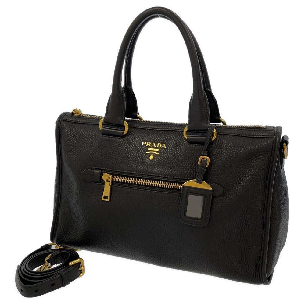 Prada Leather 2Way Shoulder Bag Black