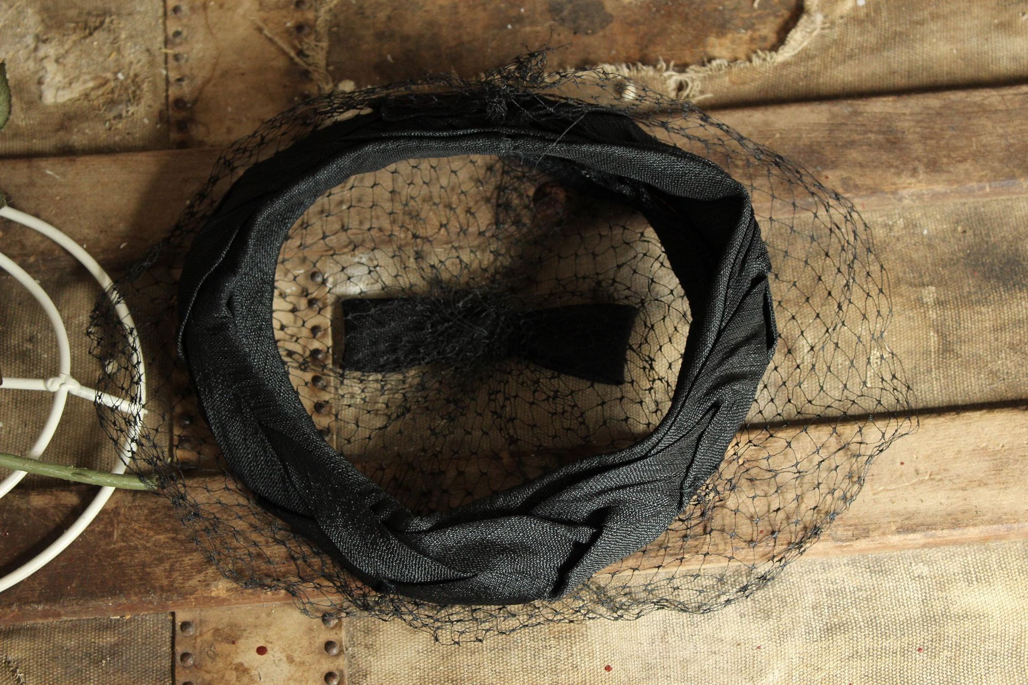 Vintage Vintage 1950s Hat, Black Silk Fascinator With Veil, Milliner Size ONE SIZE - 7 Thumbnail