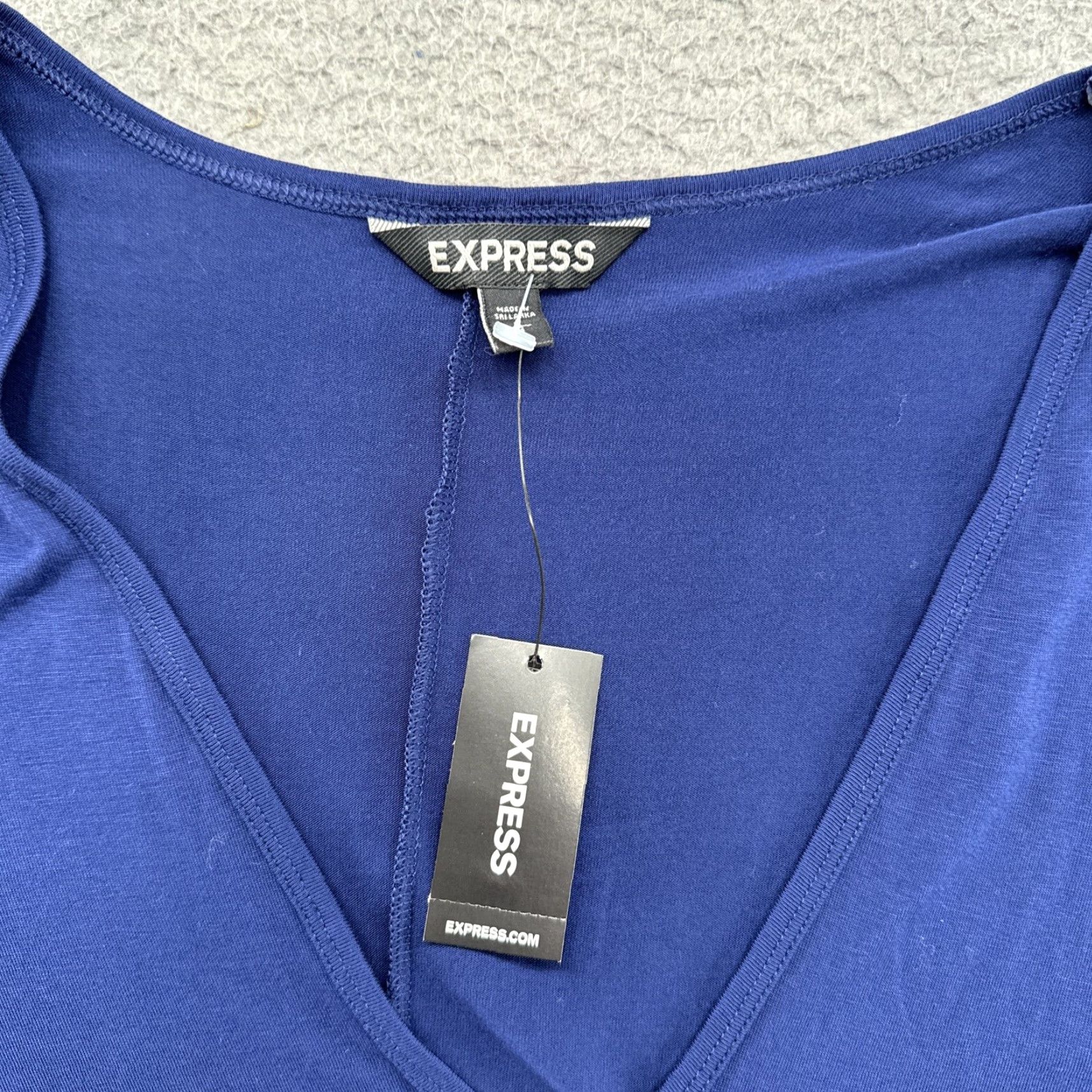 Express Express Shirt Dress Women’s Long Sleeve Navy Blue V Neck Size L NEW Size L / US 10 / IT 46 - 2 Thumbnail