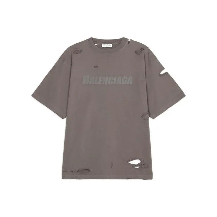 Balenciaga Balenciaga Gray Logo Print Short Sleeve T-Shirt 0079 Size XS / US 0-2 / IT 36-38 - 1 Thumbnail