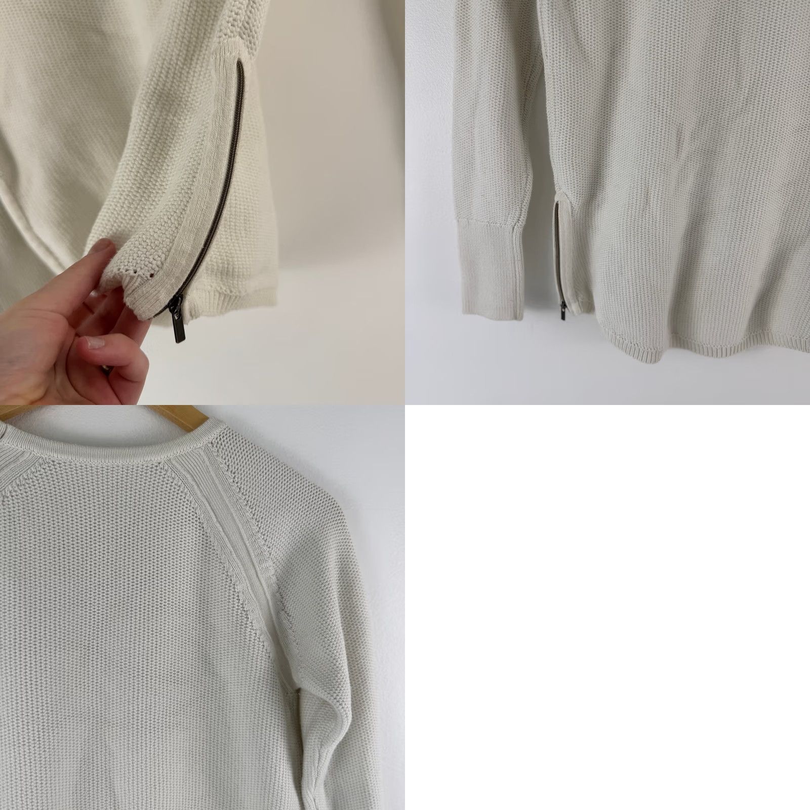 Athleta Athleta Pullover Sweater Womens S Ivory Waffle-Knit Raglan Long Sleeve Crew Neck Solid Logo Accents All Seasons Casual Size S / US 4 / IT 40 - 9 Thumbnail