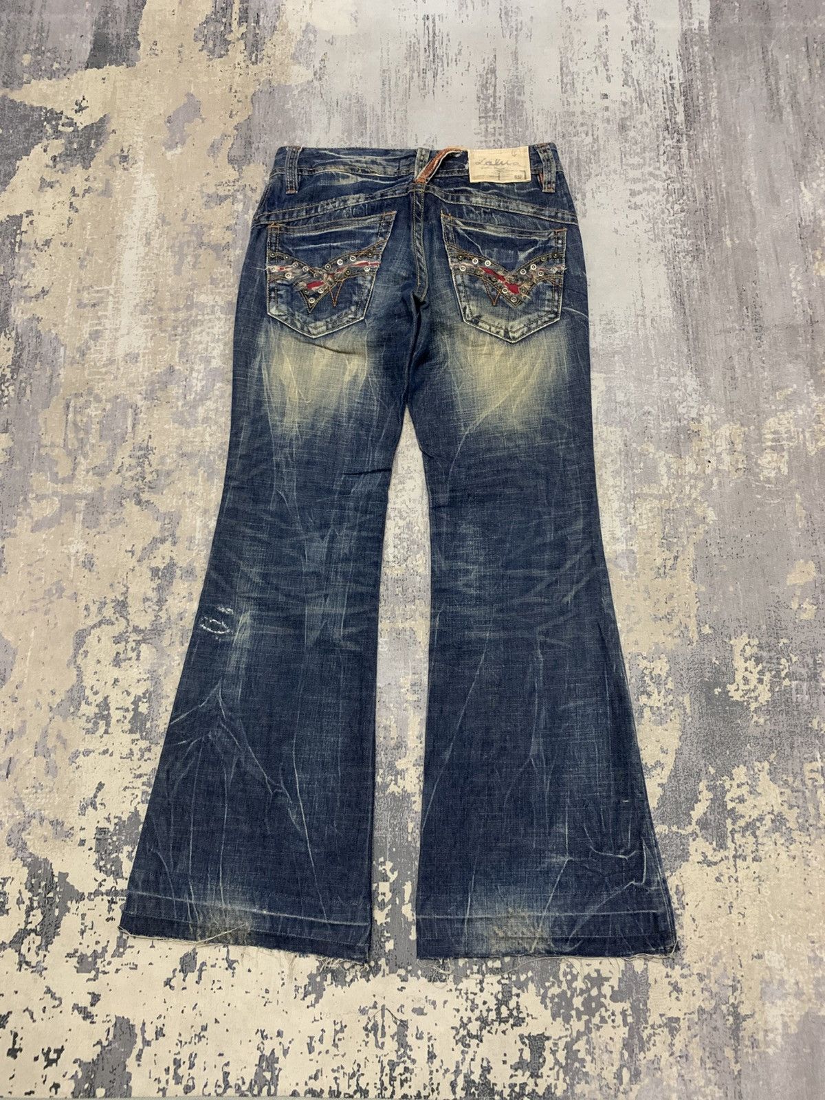 If Six Was Nine Vintage Flare Lolita Bell Bottom Jeans Size 31" - 6 Thumbnail