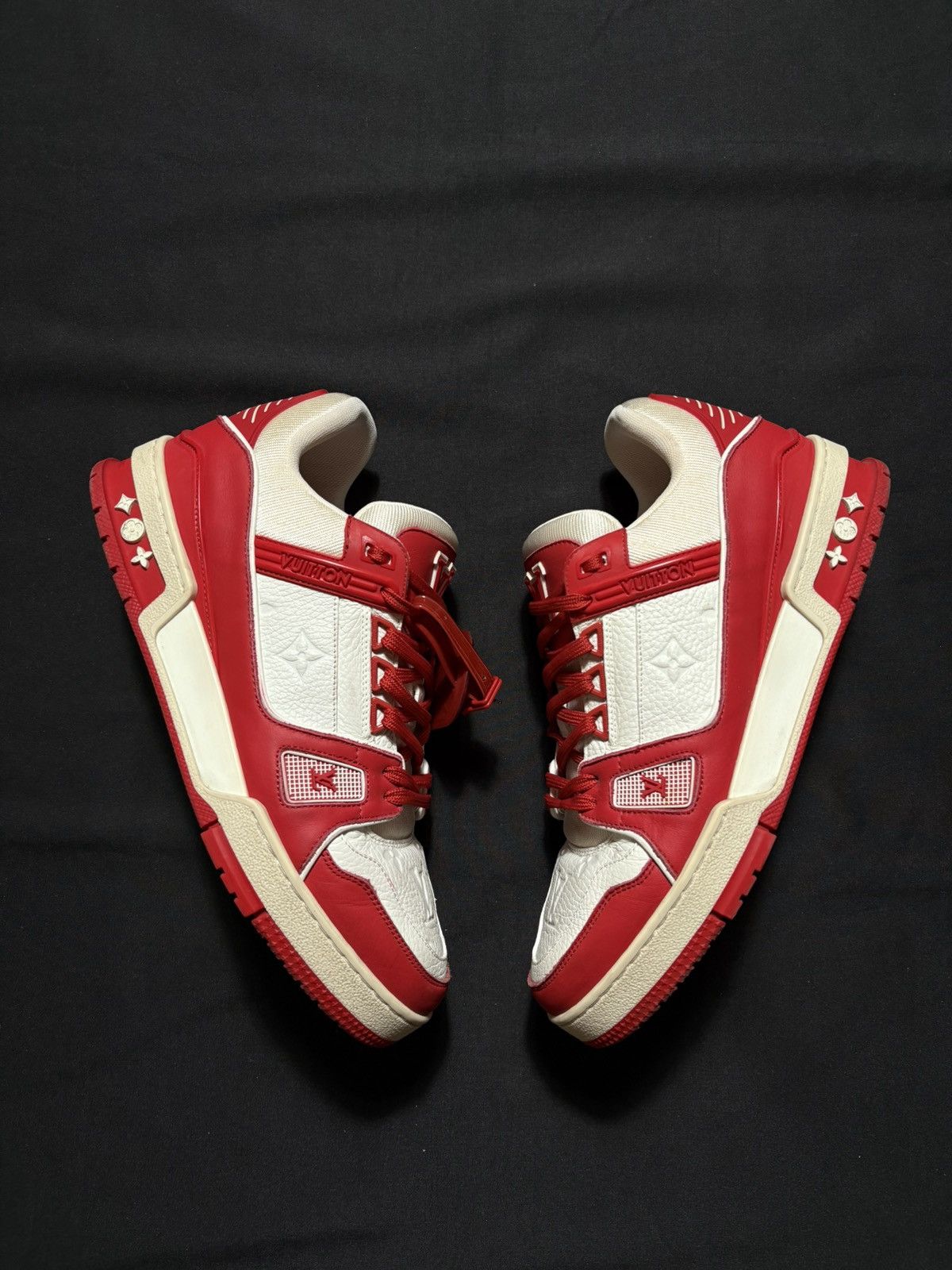 Louis Vuitton Louis Vuitton Red White Monogram Trainers - Size 7.5LV Size US 9 / EU 42 - 1 Thumbnail