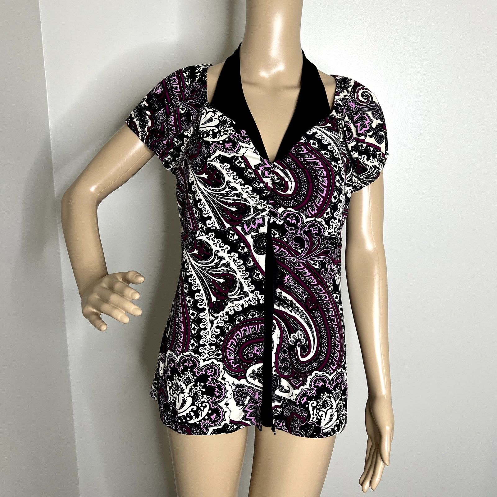 Other Fashion Bug Purple Layered Patterned Top Size M / US 6-8 / IT 42-44 - 8 Thumbnail