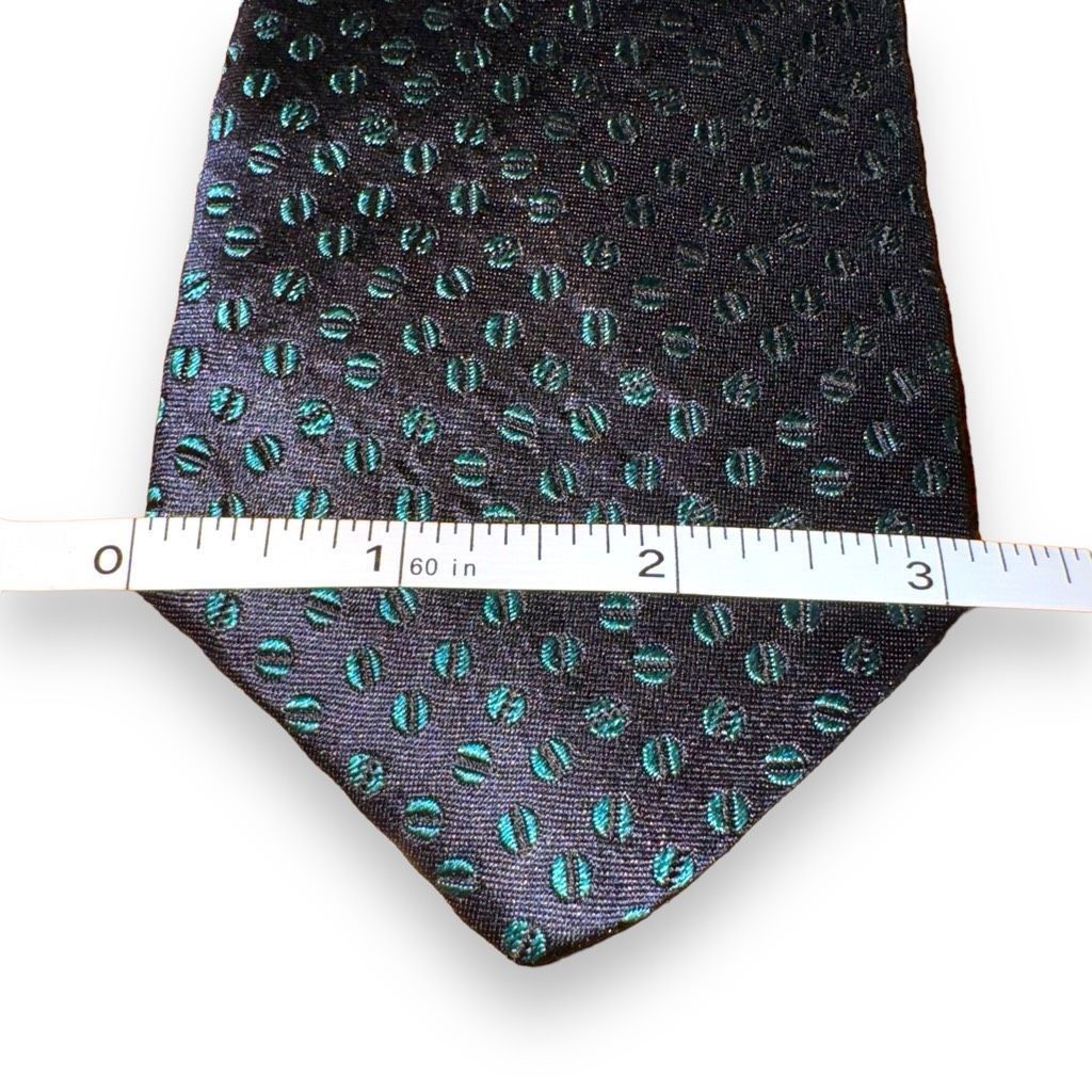 Tom James Tom James Navy & Teal Coffee Bean Made in USA Silk Tie Size ONE SIZE - 2 Thumbnail