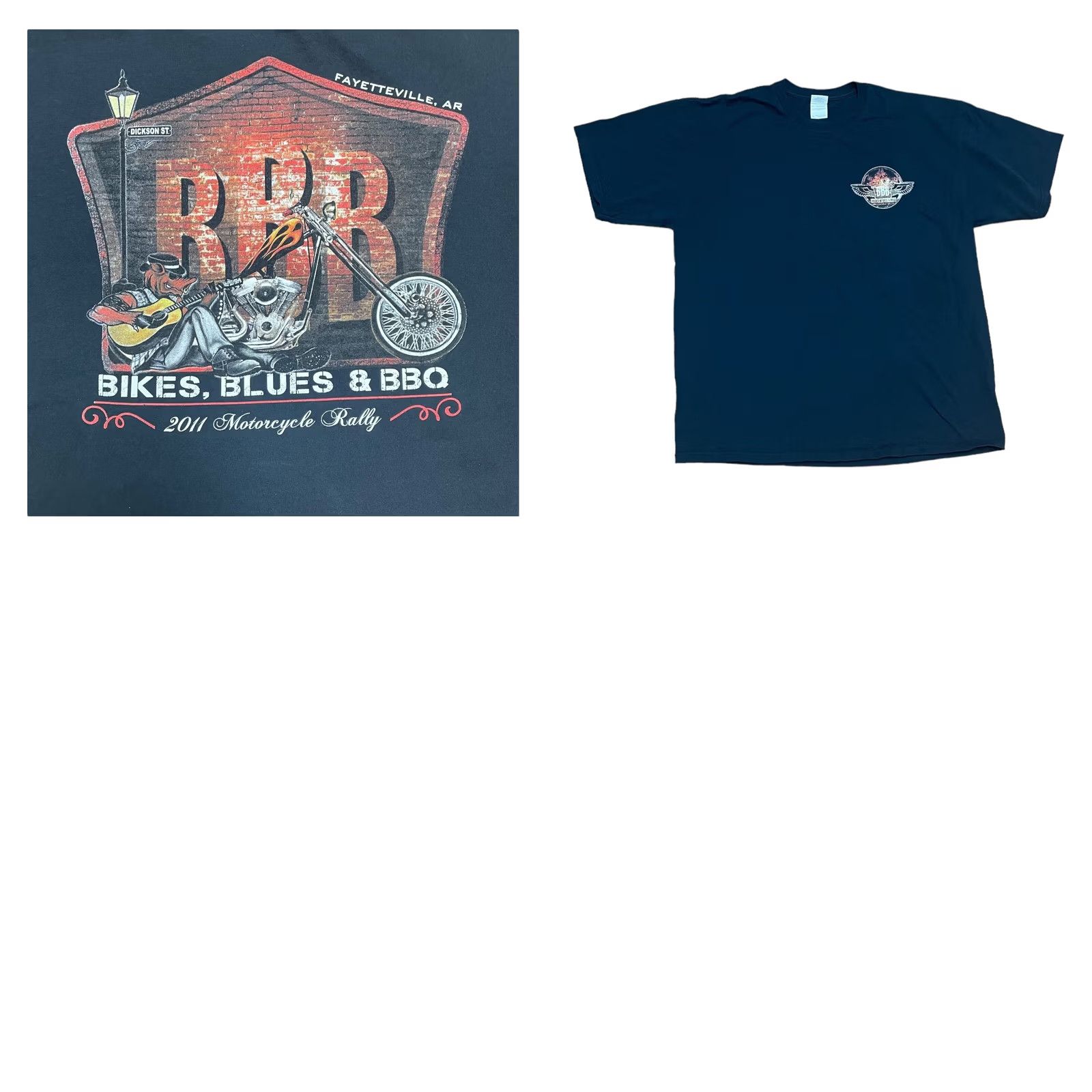 Vintage Men’s BBQ Black Short Sleeve T-Shirt XL Biker Blues BBQ Fayeyville AR 2011 Size US XL / EU 56 / 4 - 9 Thumbnail
