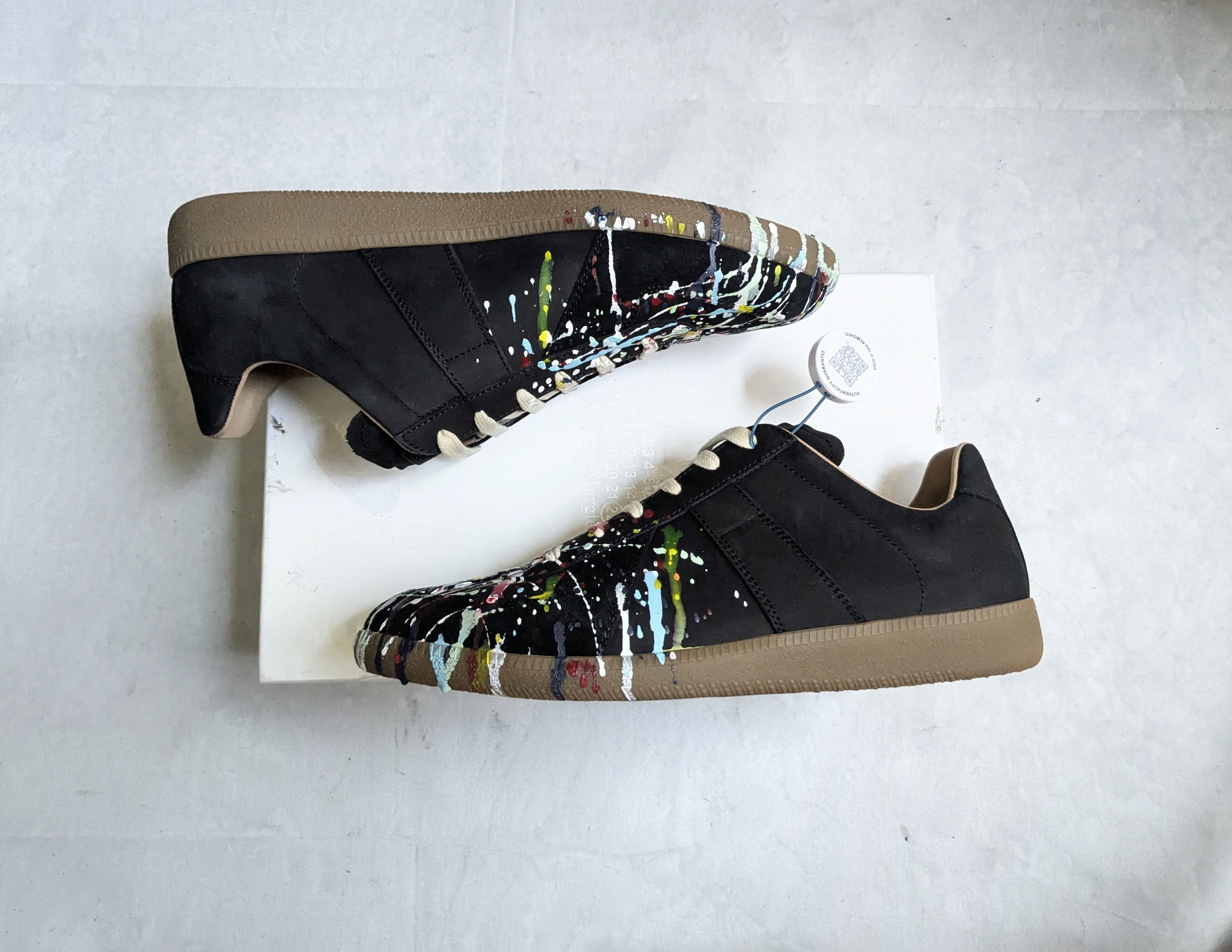 Maison Margiela Maison Margiela Replica GAT Black Paint Splatter 13 46 Low Size US 13 / EU 46 - 2 Thumbnail