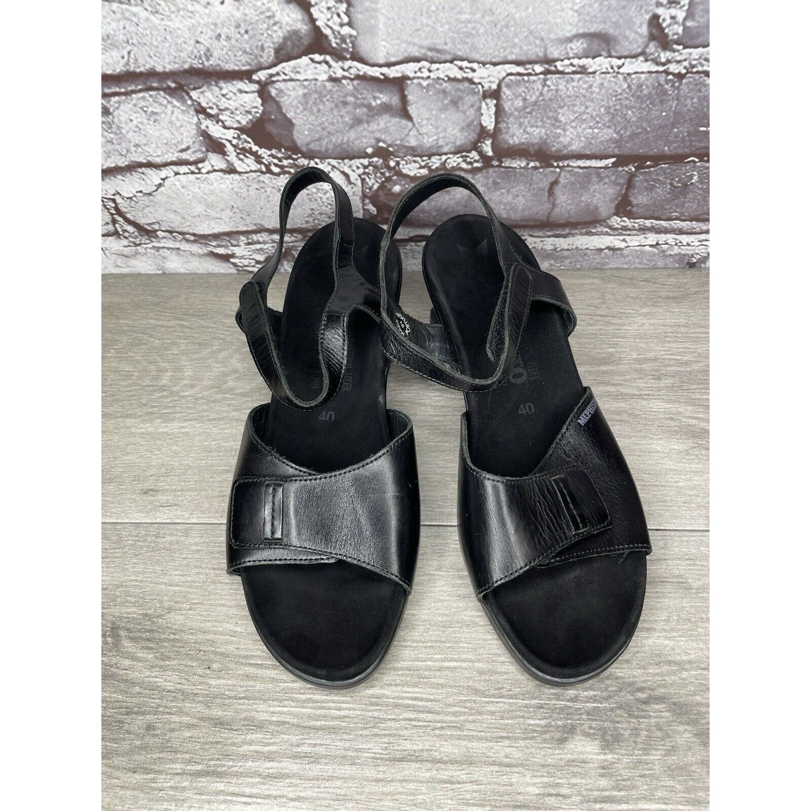Mephisto Mephisto Black Leather Ankle Strap Causal Wedge Sandals Wome Size US 9.5 / IT 39.5 - 2 Thumbnail