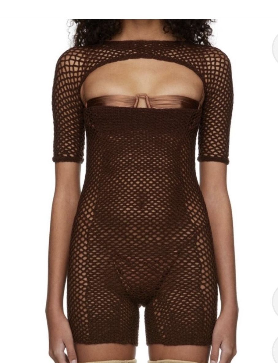 ISA BOULDER BROWN SHEER ROMPER Size 27" / US 4 / IT 40 - 4 Thumbnail