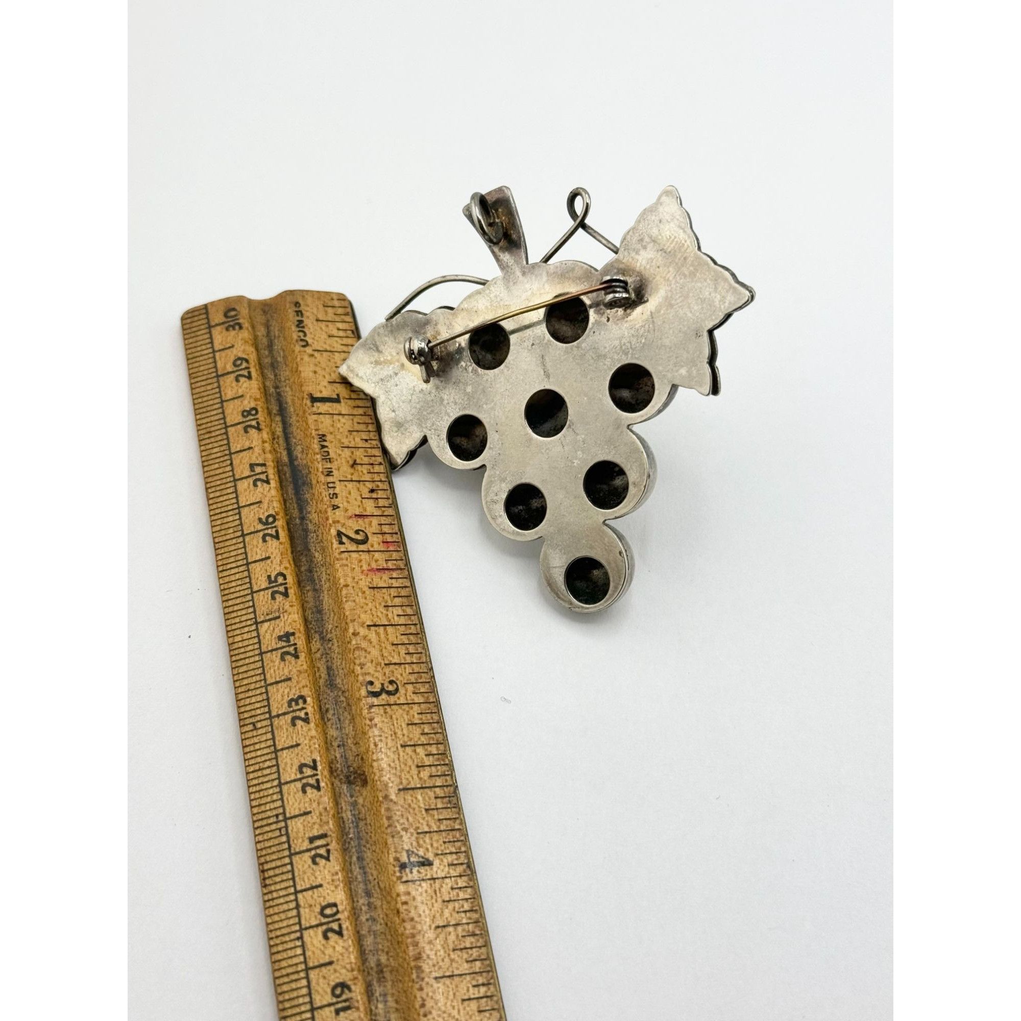 Vintage Vintage Silver Grape Fruit Brooch Pin Pendant Taxco Style Size ONE SIZE - 5 Thumbnail