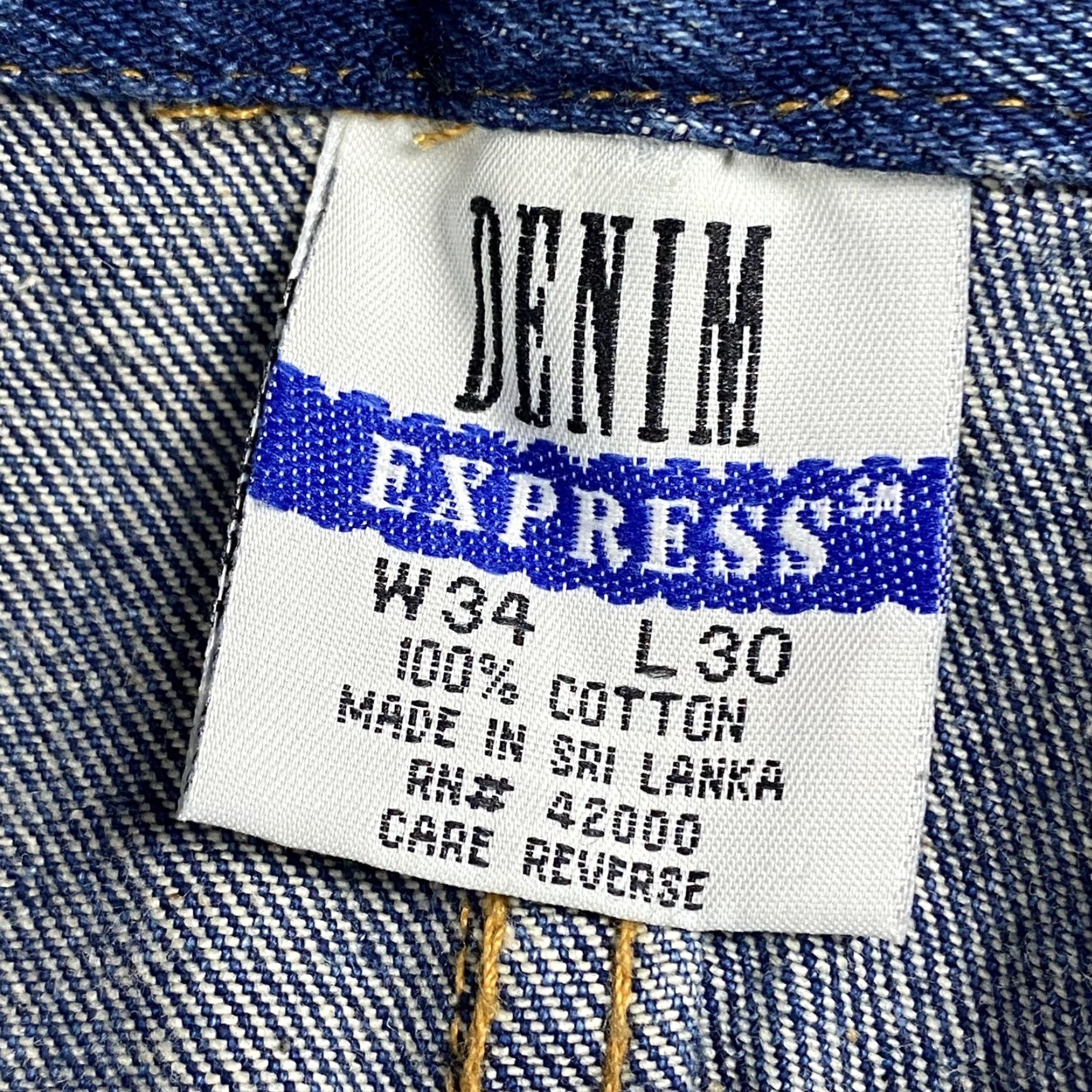 Express VINTAGE Express Jeans Denim 34x30 Tapered 100% Cotton Dark Wash 5-Pocket Mens Retro Streetwear 80s 90s Size US 34 / EU 50 - 5 Thumbnail