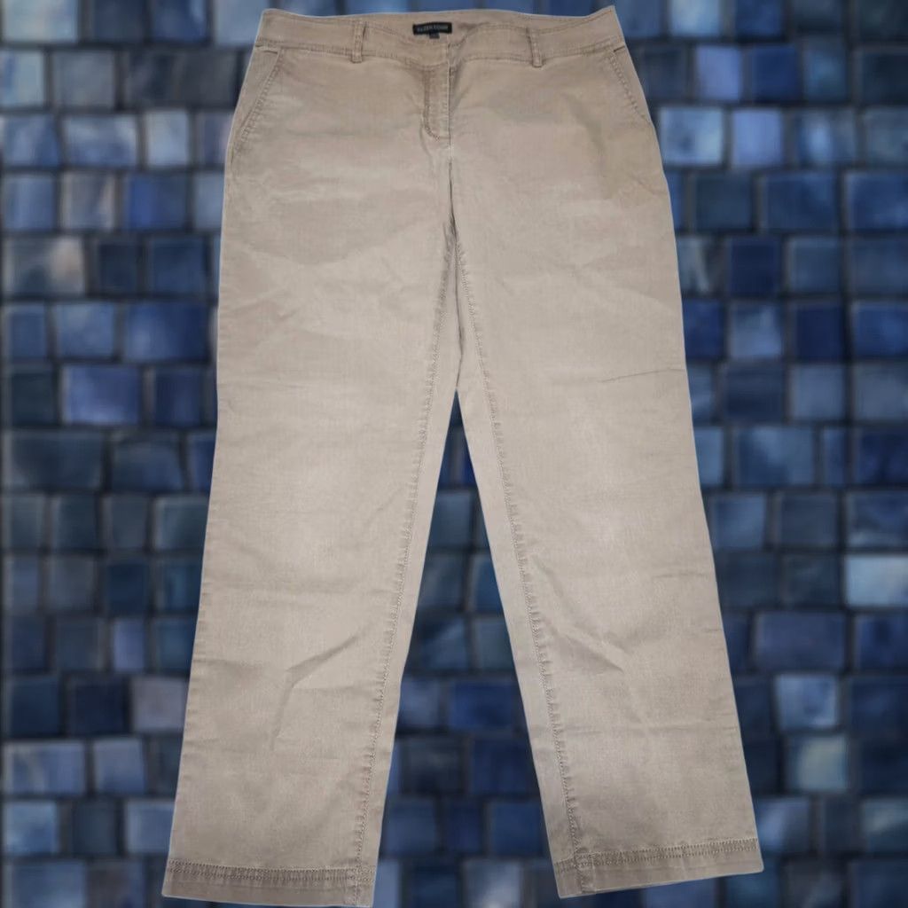 Eileen Fisher Eileen Fisher Pants Chino Womens 10 Flat Front Pockets Organic Cotton Tencel Tan Belted Formal Front Size 32" / US 10 / IT 46 - 1 Thumbnail