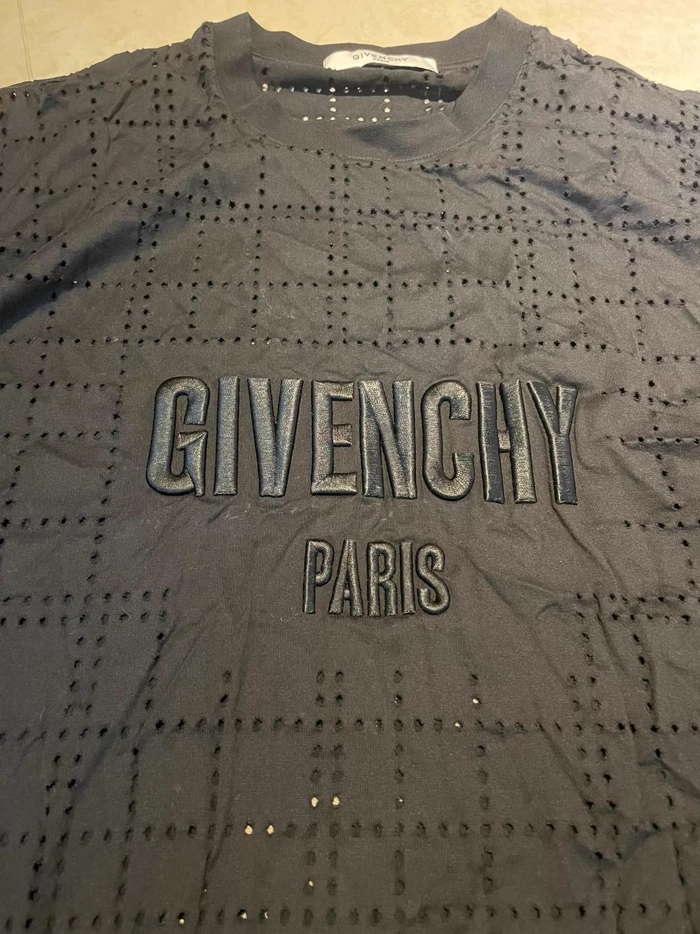 Givenchy GVC Embroidered Logo Distressed Black Short Sleeve T-shirt Size US L / EU 52-54 / 3 - 2 Thumbnail