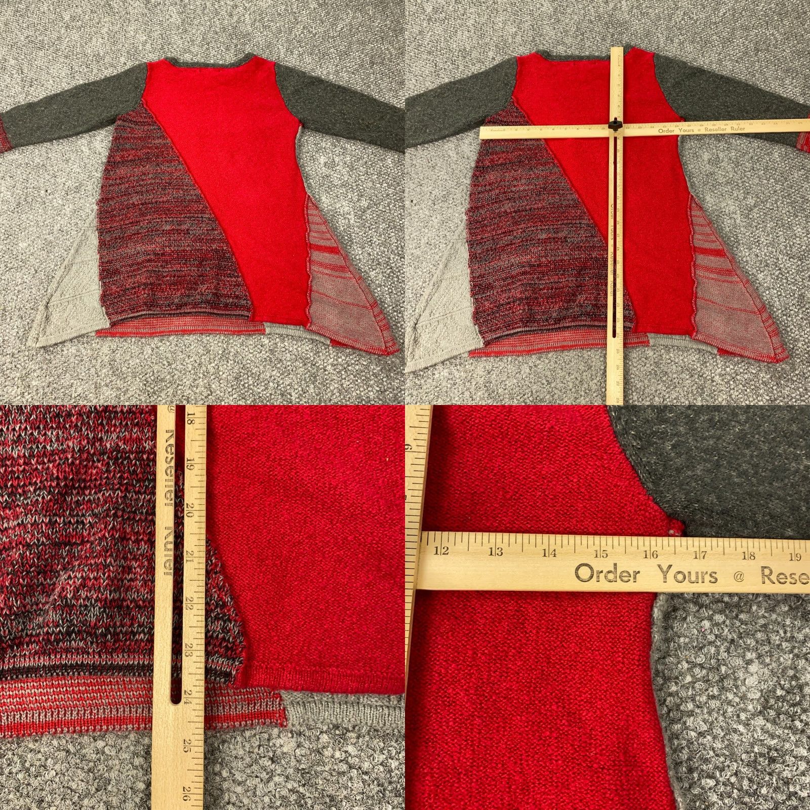 Vintage Style & Co Womens Sweater Petite Medium Red Boho Patchwork Aztec Knit Pullover Round Neck Womens Size M / US 6-8 / IT 42-44 - 8 Thumbnail