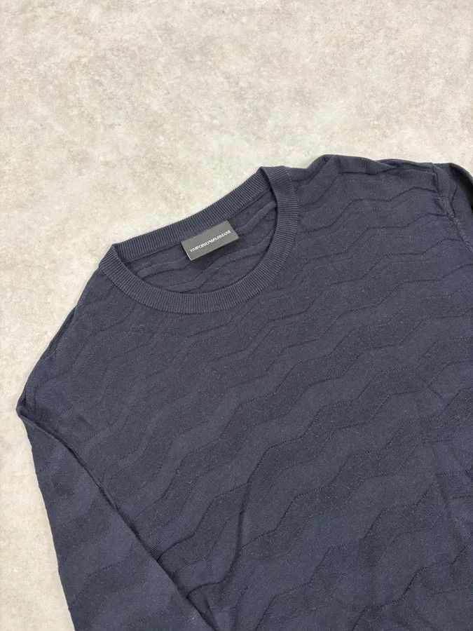 Emporio Armani AW2019 Emporio Armani Navy Zigzag Classy Sweater Size US M / EU 48-50 / 2 - 5 Thumbnail