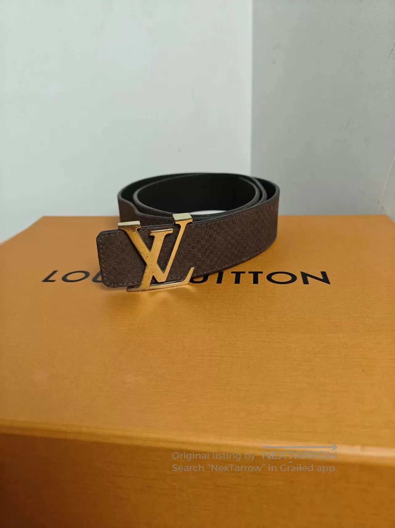 Japanese Brand Authentic LV Monogram Belt with Gold Buckle. Size ONE SIZE - 1 Thumbnail