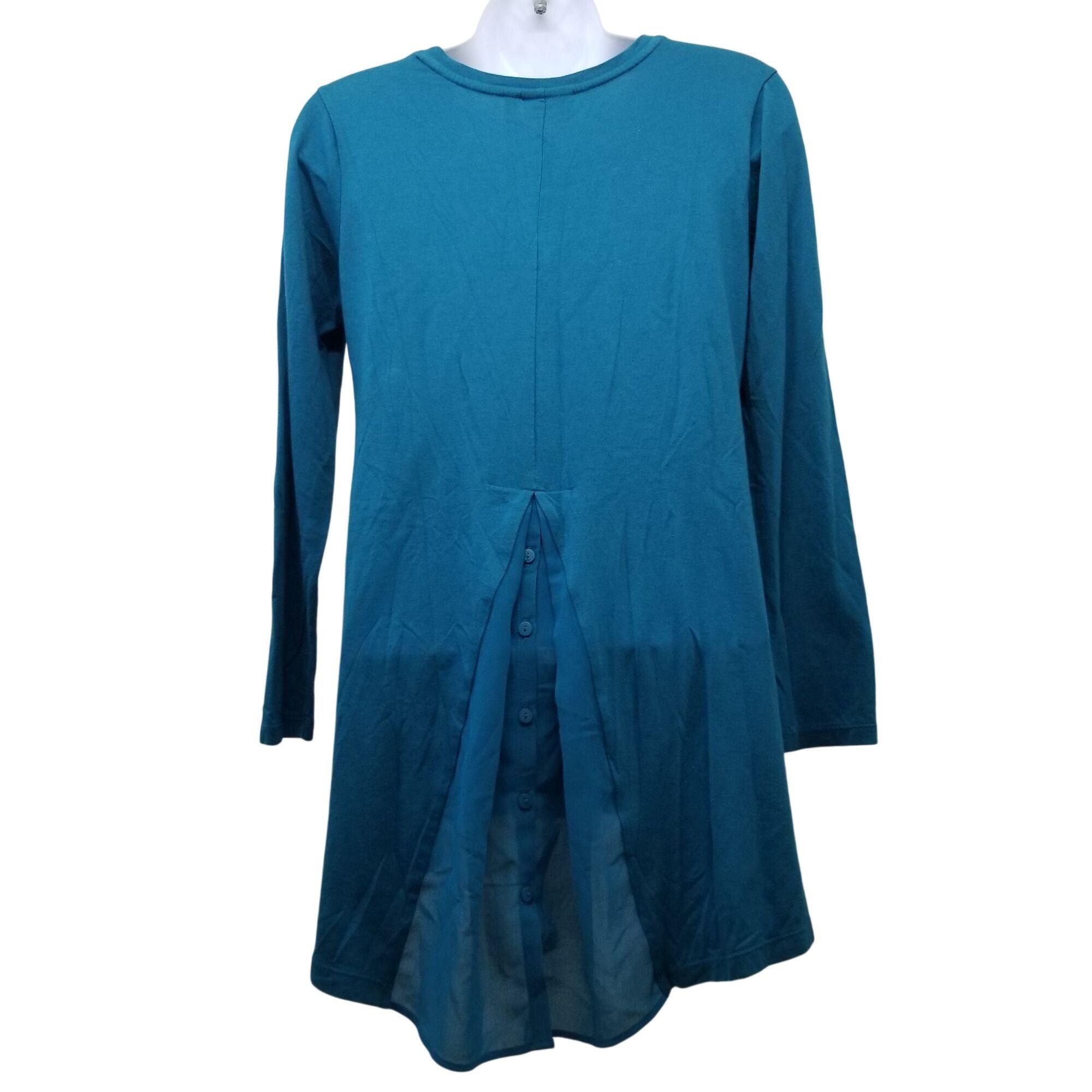 Other LOGO 14 Blue Shirt Top Tunic Long Sleeve Hi Low Pockets Stre Size XL / US 12-14 / IT 48-50 - 3 Thumbnail