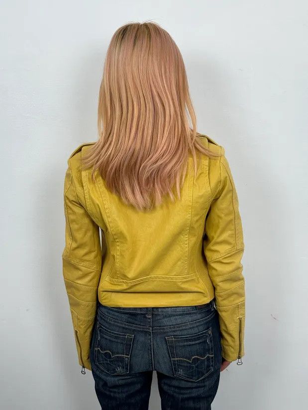 Balmain AW2012 Pierre Balmain Yellow Perfecto Leather Biker Jacket Size S / US 4 / IT 40 - 2 Thumbnail