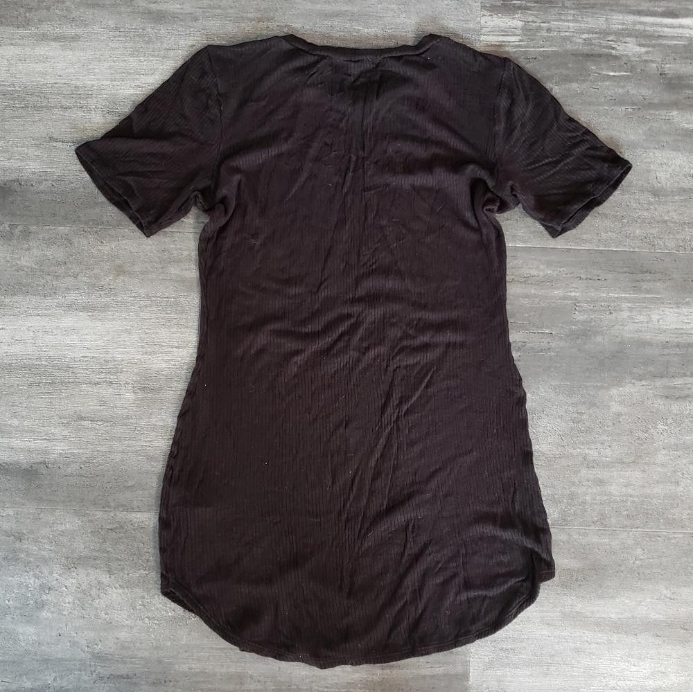 Designer Black Ribbed Amante Short Sleeve Mini Size L / US 10 / IT 46 - 2 Thumbnail