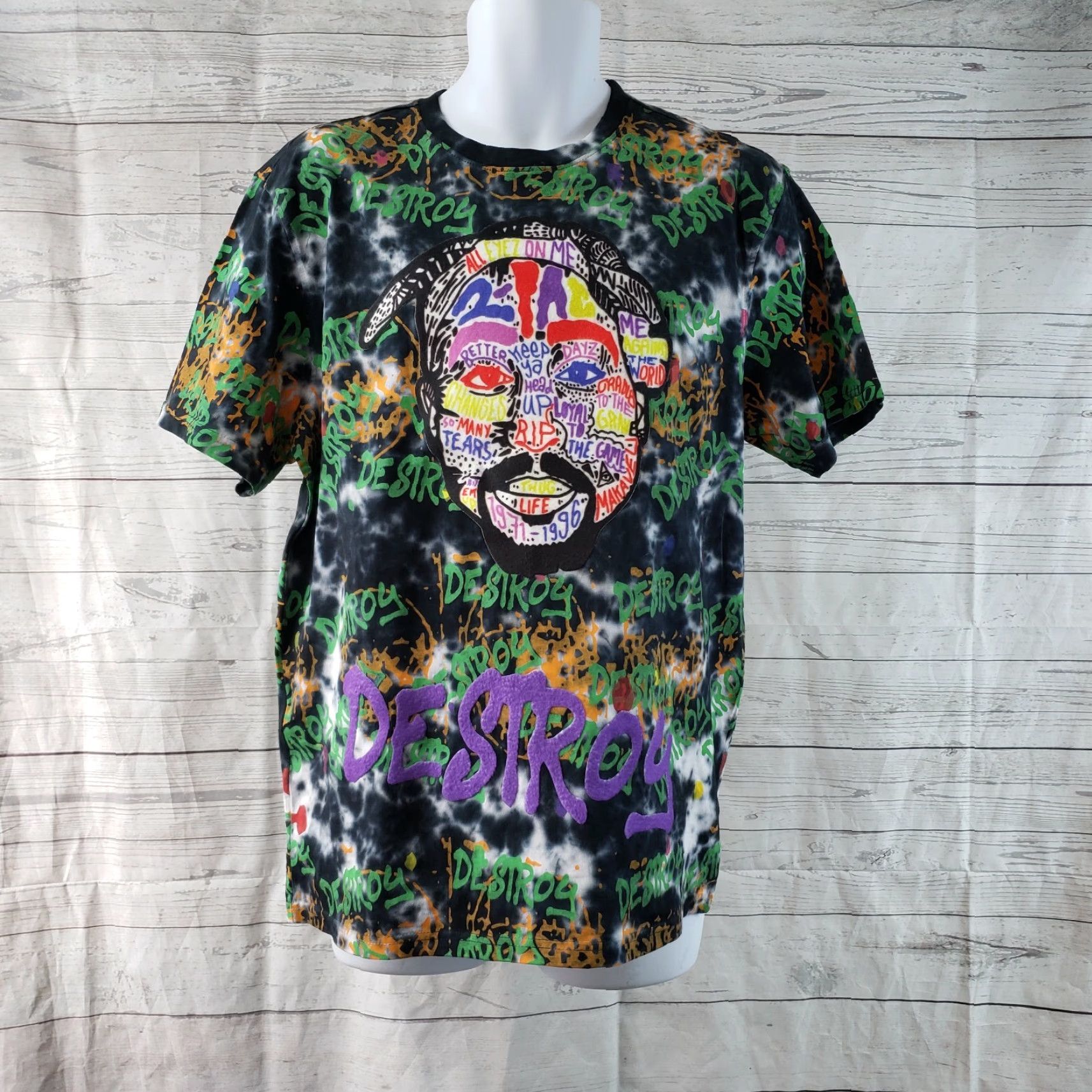 Vintage Rebel Minds Mens T-Shirt Sz Large Black Green Graphic Short Sleeve Destroy Size US L / EU 52-54 / 3 - 2 Thumbnail