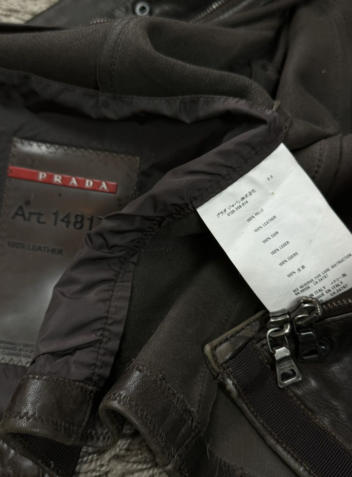 Prada Archive leather jacket Prada original luxury streetwear item Size S / US 4 / IT 40 - 7 Thumbnail