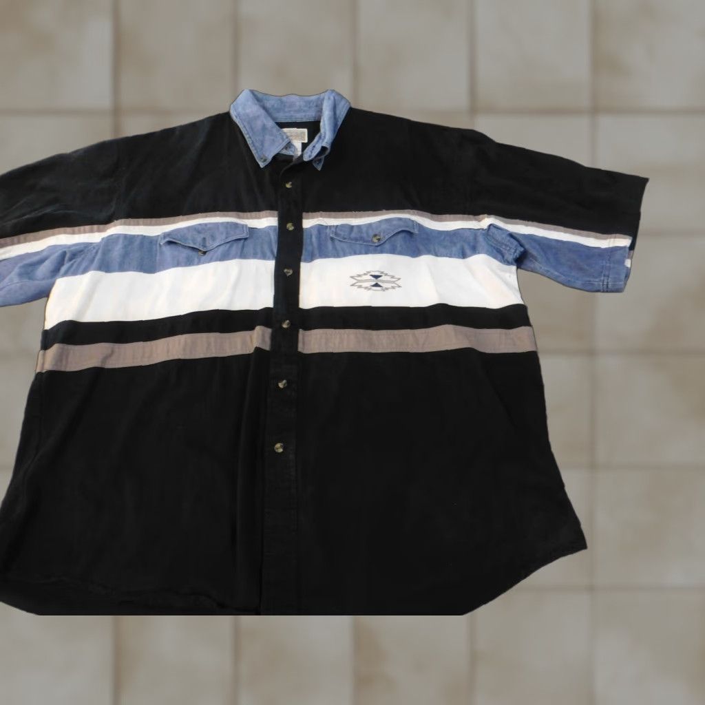 Express Express Rider Western Shirt XXL Black Button Up Denim Mens Tribal Cowboy Shirt Size US XXL / EU 58 / 5 - 1 Thumbnail
