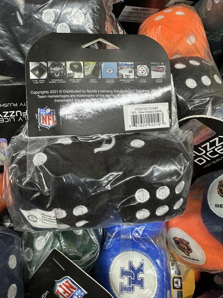 Designer New Orleans Saints Fuzzy Dice New NFL (1) Size ONE SIZE - 3 Thumbnail