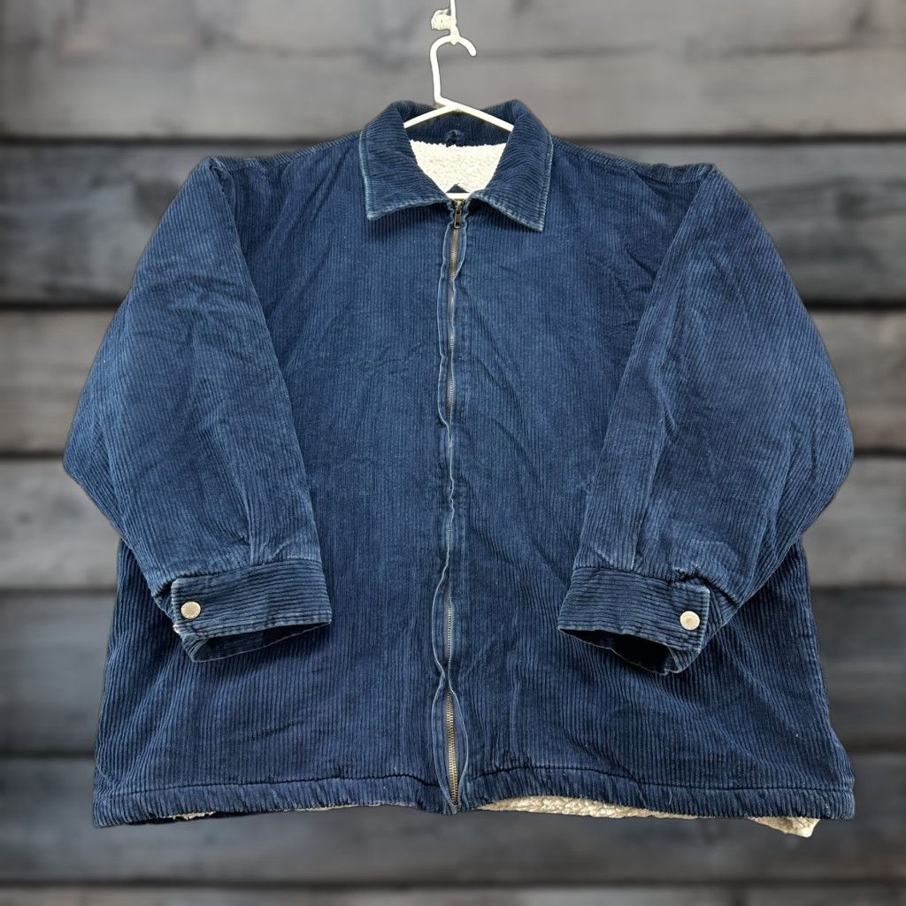 Vintage VINTAGE Alkams Collection Corduroy Jacket Mens XL Blue 90s Western Workwear Simple Solid Cotton Lined Mid-Length Chest 58 Size US XL / EU 56 / 4 - 1 Thumbnail