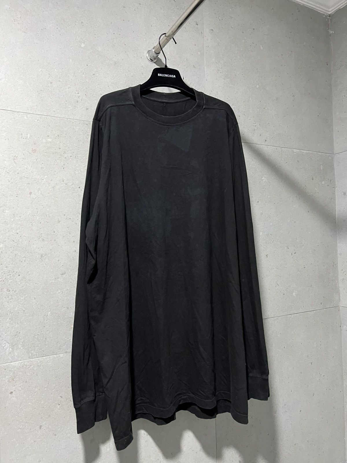 image of S/s18 Rick Owens Dirt Sunfade Long Sleeve Shirt in Black, Men's (Size XL)