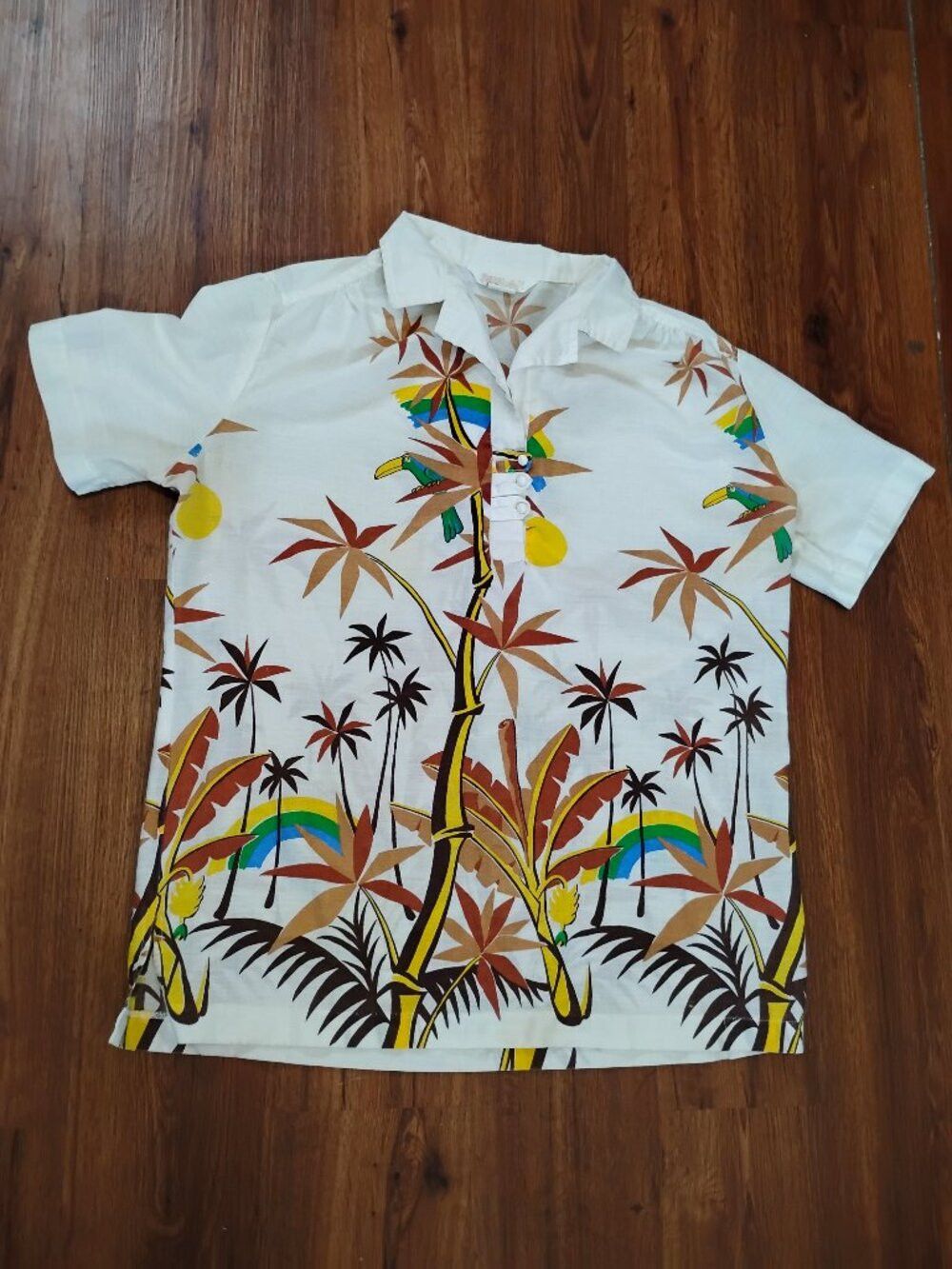 Other Vintage 60s Jaylan Toucan Rainbows Hawaiian Shirt Polo Size US M / EU 48-50 / 2 - 2 Thumbnail