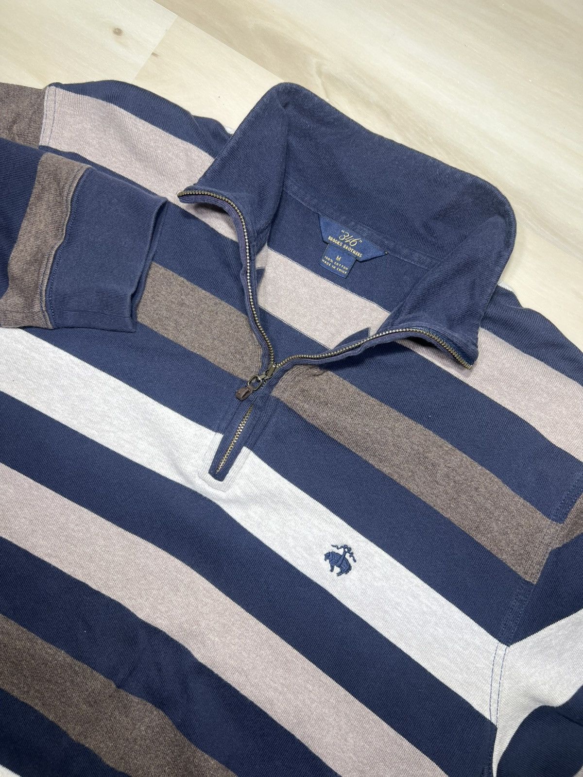 Brooks Brothers Brooks Brothers “346” Mens 1/4 Zip Pullover Size M Stripped Size US M / EU 48-50 / 2 - 1 Thumbnail