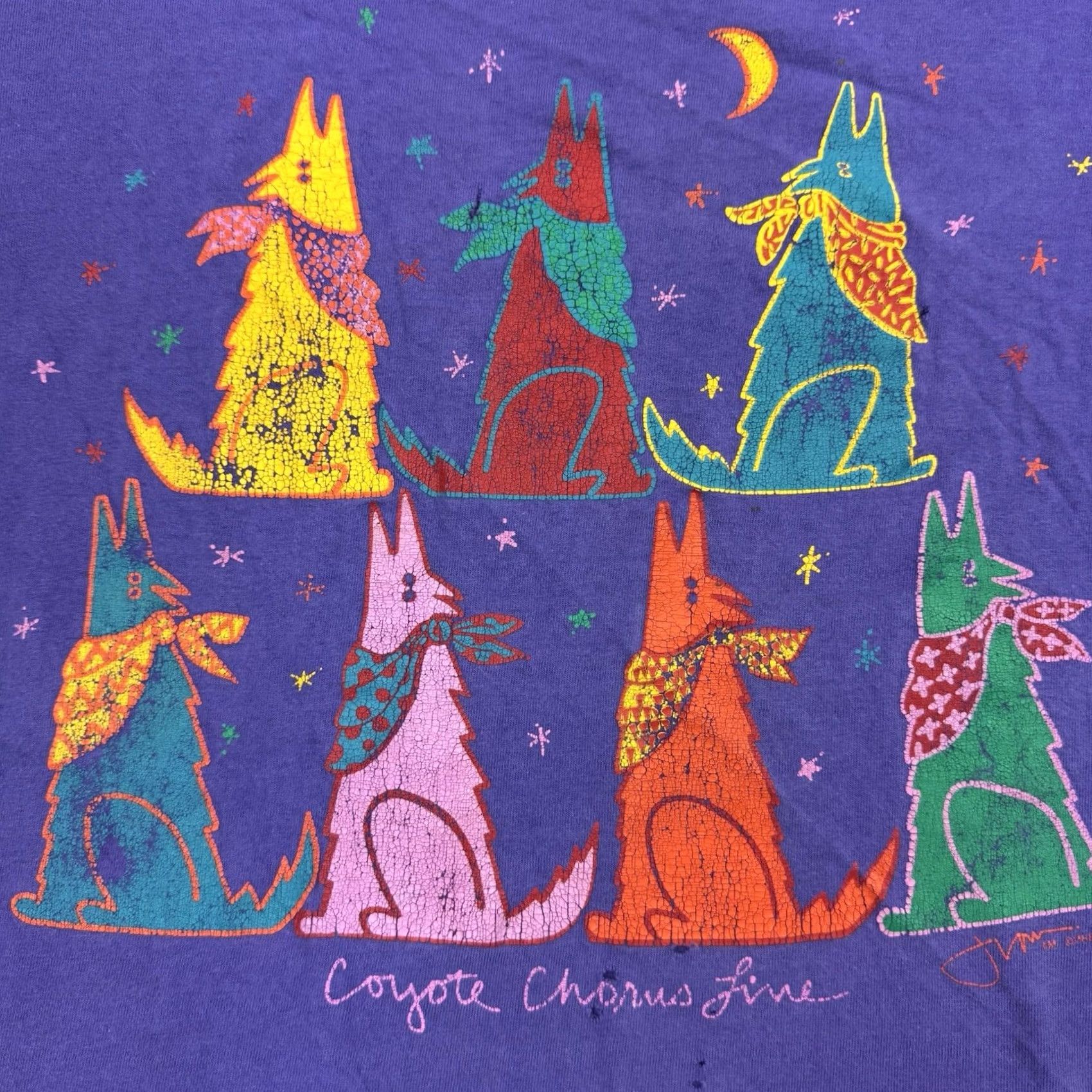 Vintage VINTAGE Oneita Coyote Chorus T Shirt Adult Large Purple Cotton Nature 90s Animals Mens Size US L / EU 52-54 / 3 - 3 Thumbnail