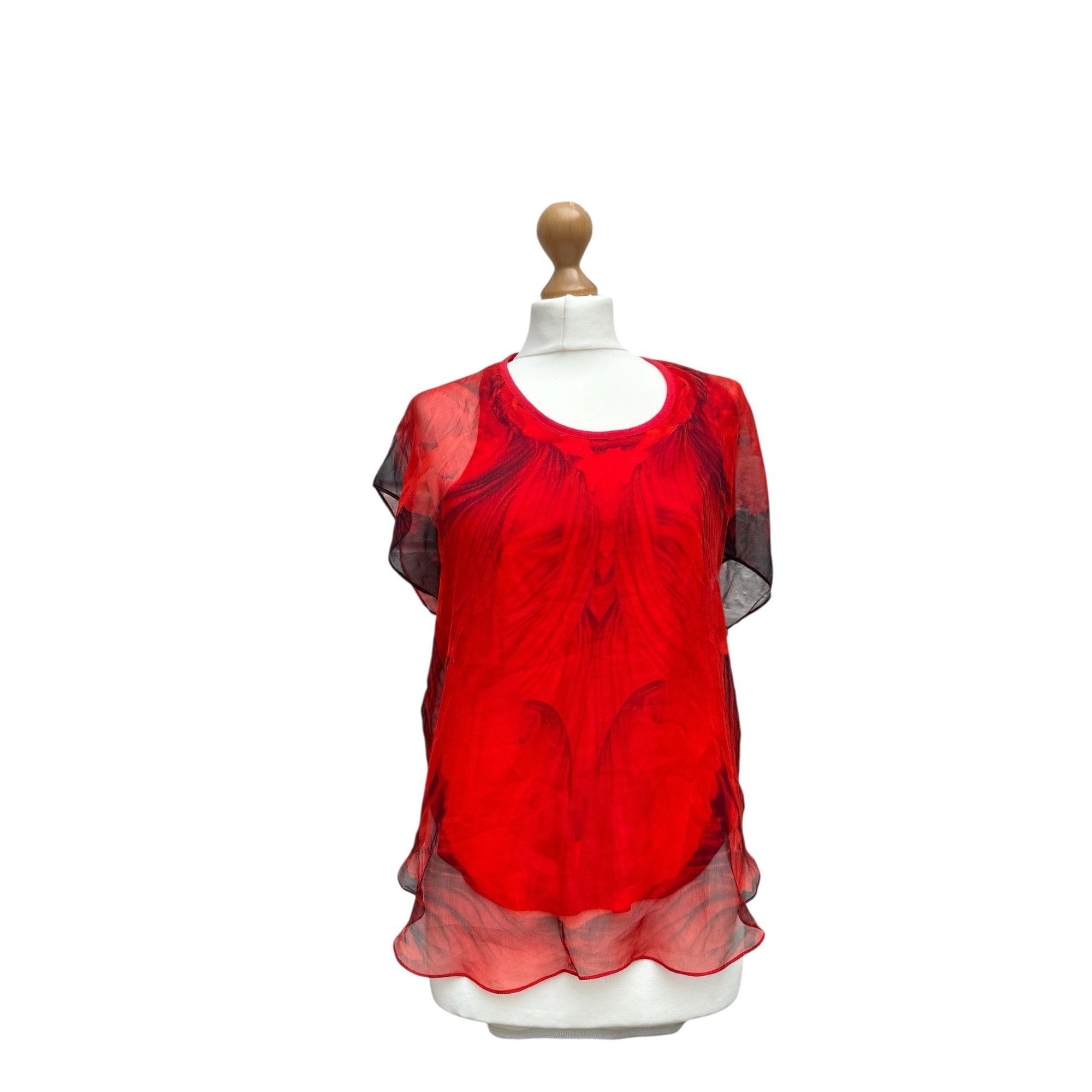 Alexander McQueen Resort 2011 Red Silk Blouse Size S / US 4 / IT 40 - 1 Thumbnail