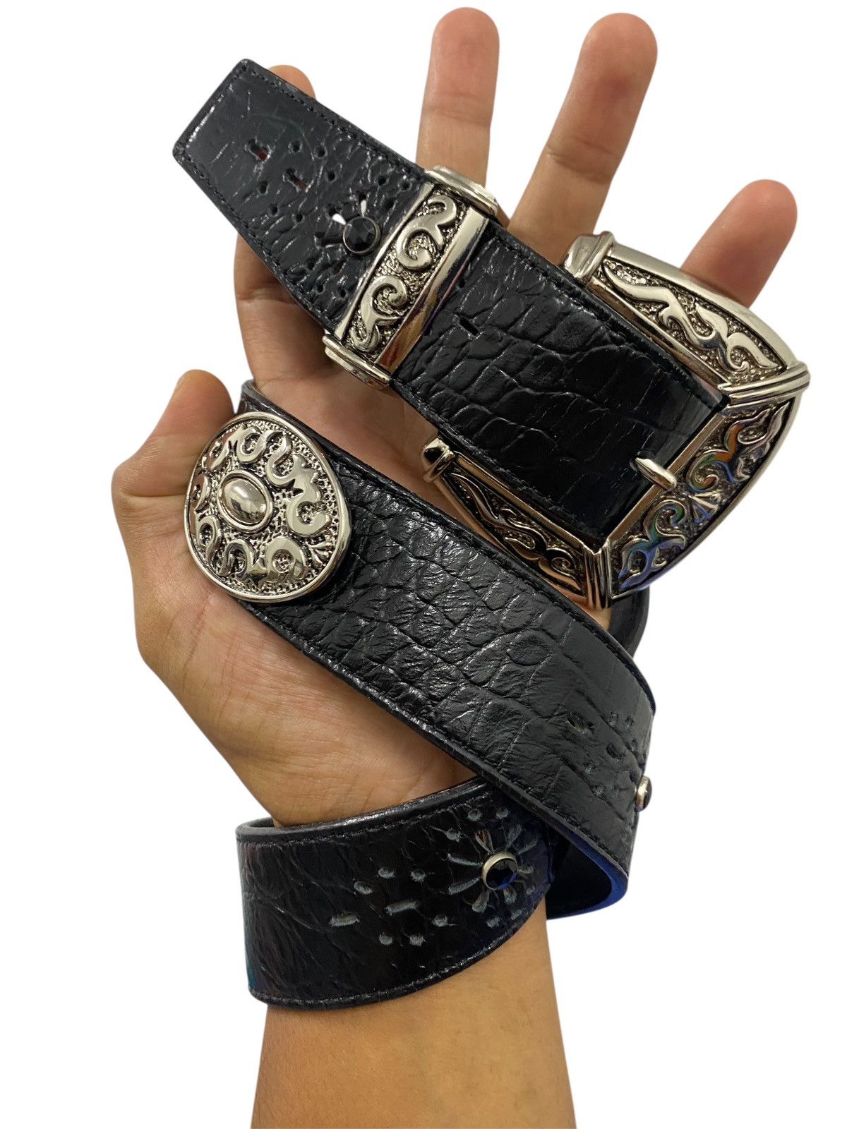 Tornado Mart Tordano Mart western style buckle with stud leather belt Size ONE SIZE - 14 Thumbnail