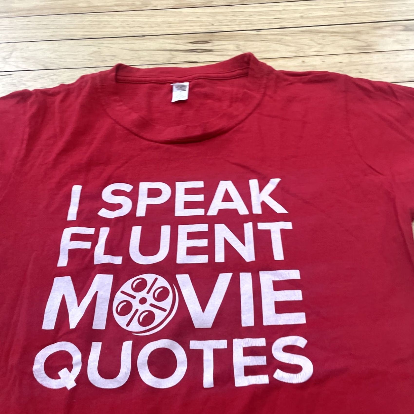 Tultex Tultex T-Shirt Women XL Red V-Neck I Speak Fluent Movie Quotes Graphic Tee Shirt Y2k Short Sleeve Cotton Ringspun Graphic Size XL / US 12-14 / IT 48-50 - 5 Thumbnail