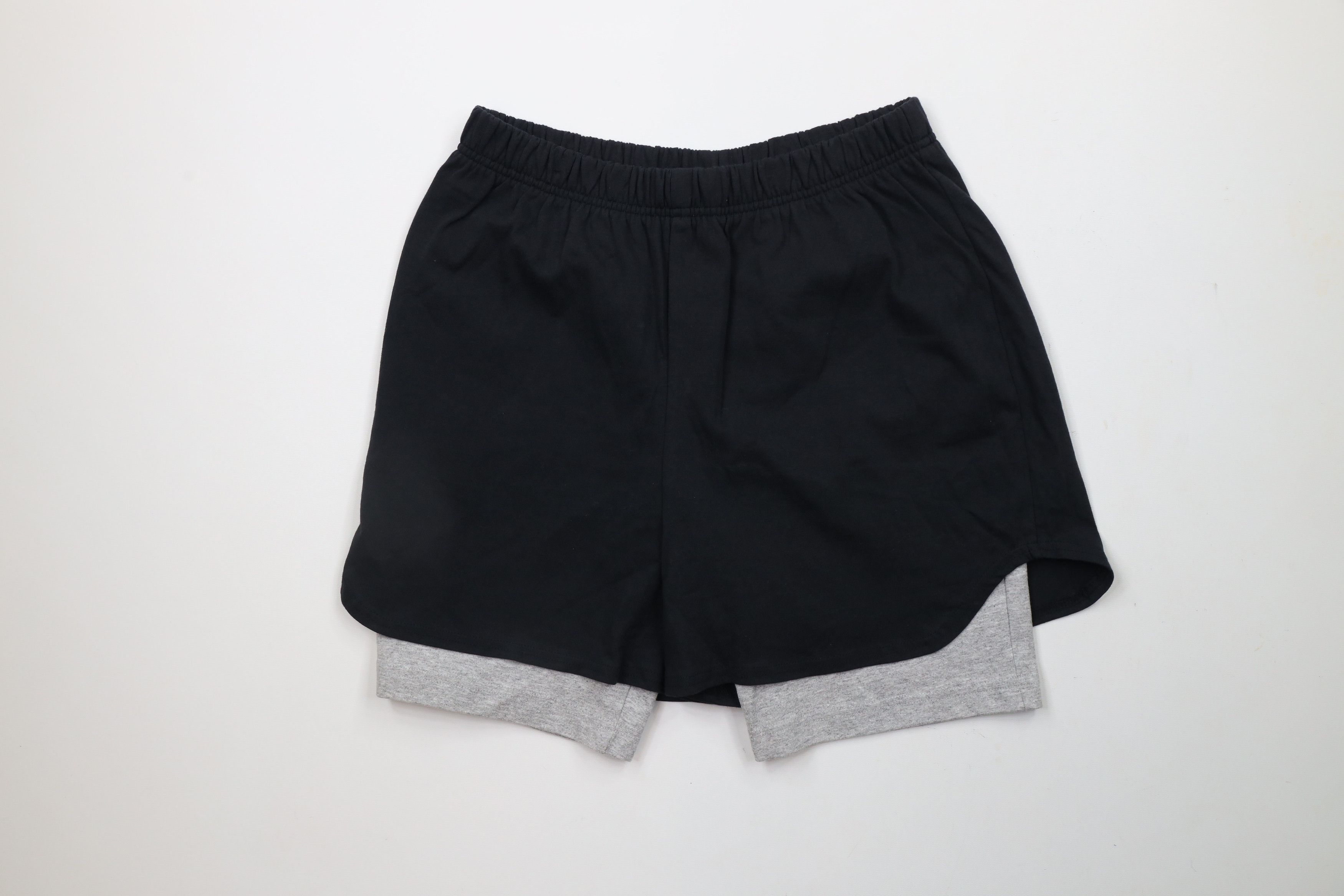 Vintage Vintage 90s Streetwear Knee Layered Cotton Shorts Black Size US 34 / EU 50 - 1 Thumbnail
