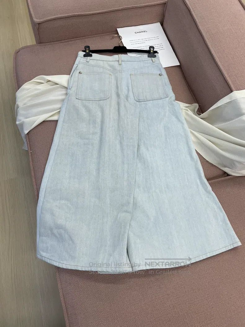 Chanel Chanel Greek series blue denim wide-leg pants Size 25" / US 0 / IT 36 - 3 Thumbnail