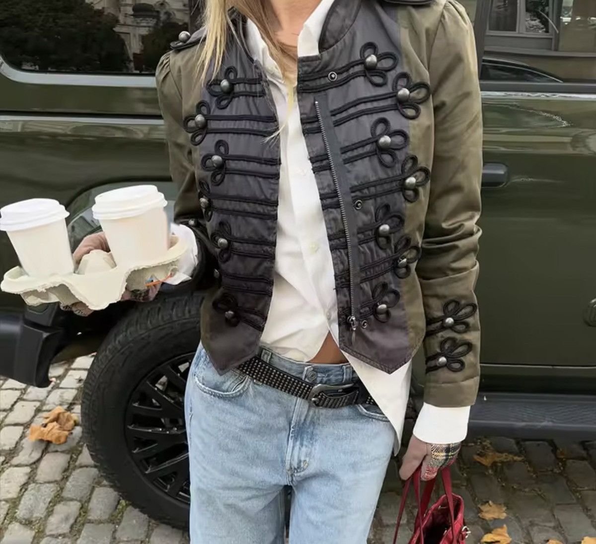 Other Military Style Denim Jacket, Fitted Jean Jacket Size S / US 4 / IT 40 - 2 Thumbnail