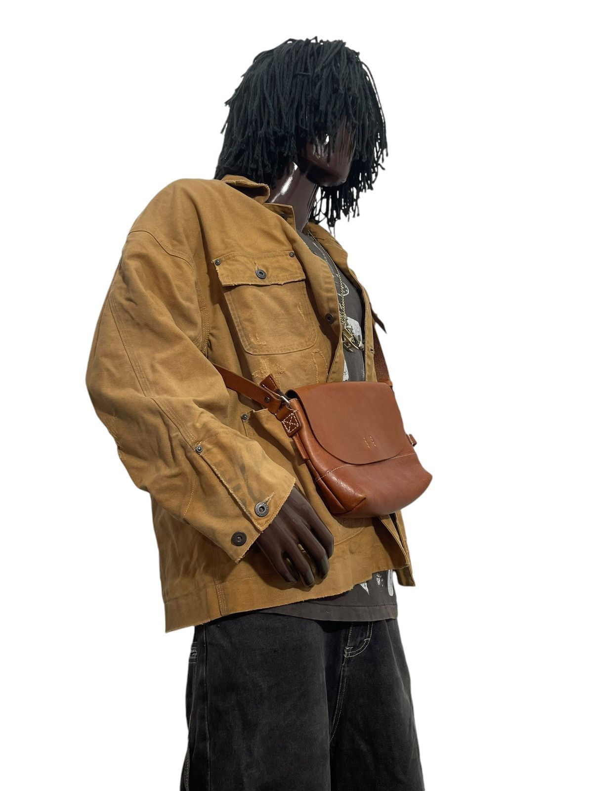 Japanese Brand Full Leather Patina 1203 Mano Fece Cross Body Bag 1🟩2 Size ONE SIZE - 3 Thumbnail