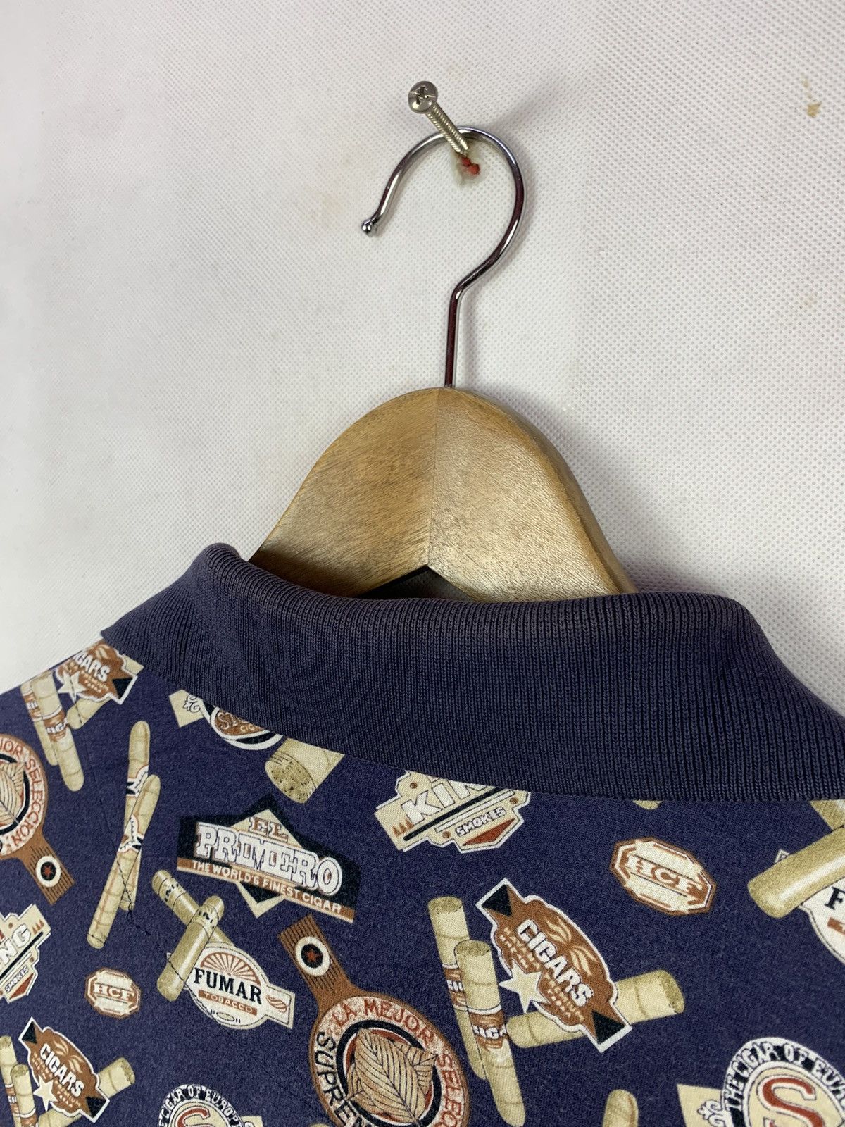 Vintage Rare! Cotton Mills Vintage Style Fullprint Cigar Polo Collar Size US M / EU 48-50 / 2 - 4 Thumbnail