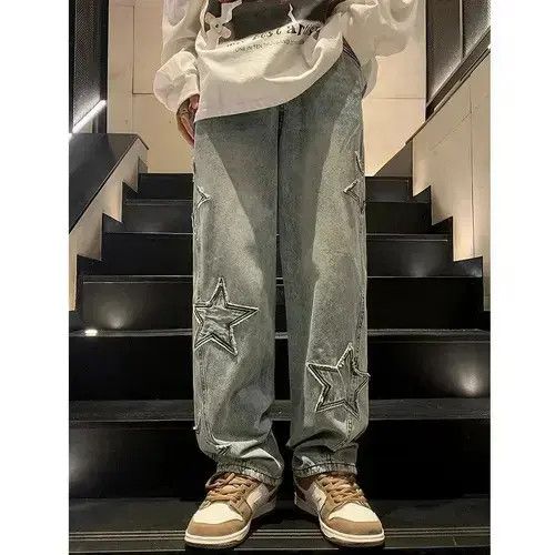 Handmade × Japanese Brand × Jean Star Embroidery Straight Casual Men Jeans Size US 32 / EU 48 - 1 Thumbnail