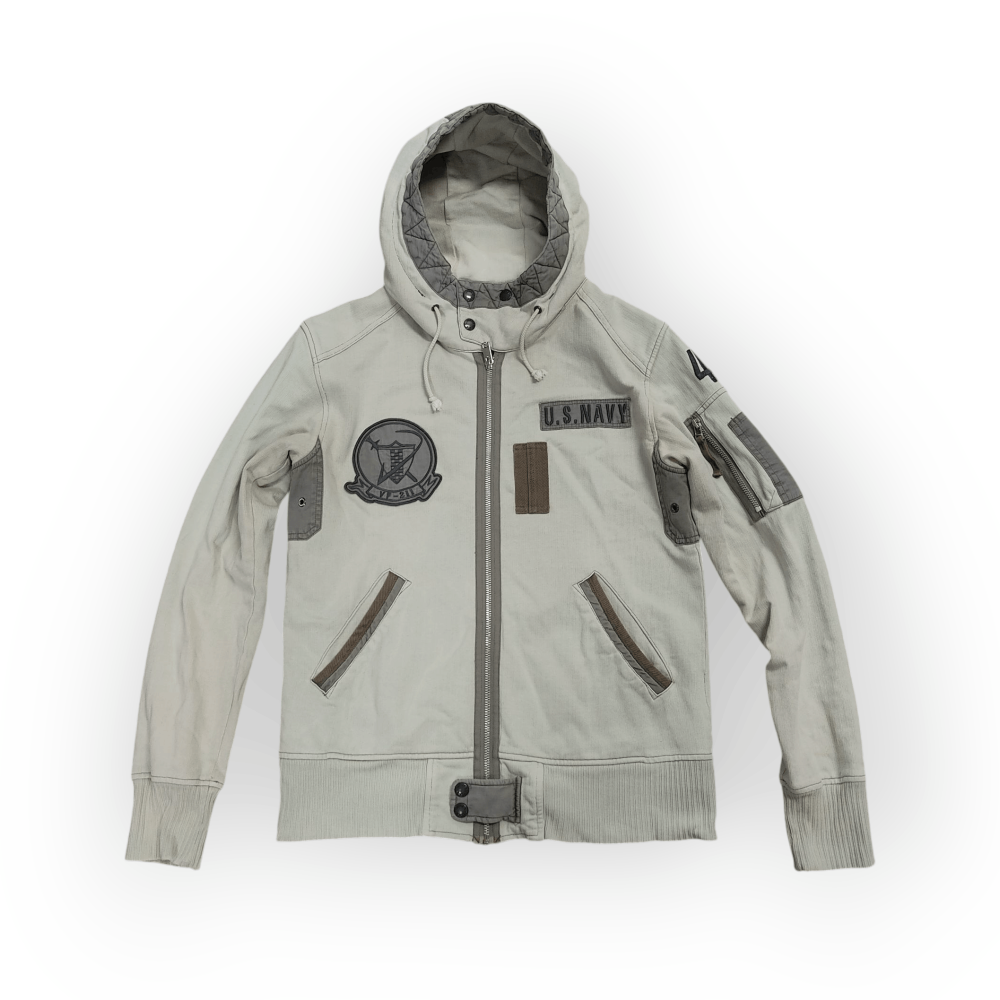 Avirex Avirex Type Military Light Grey Zipper Hooded Jacket Size US M / EU 48-50 / 2 - 7 Thumbnail