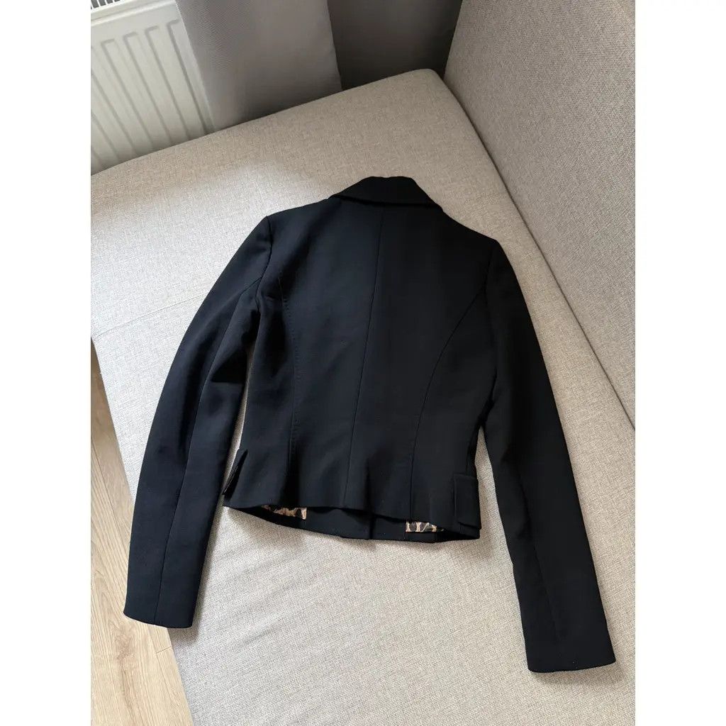 Dolce & Gabbana Dolce & Gabbana Black Wool Leopard Tailored Blazer SizeIT40 Size S / US 4 / IT 40 - 3 Thumbnail