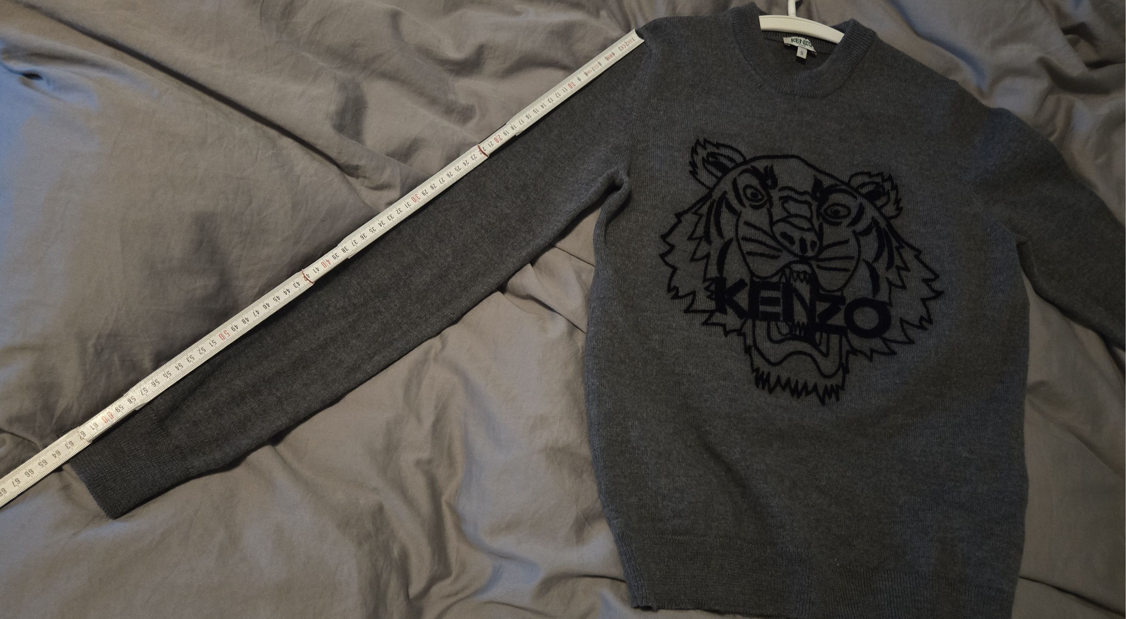 Kenzo Kenzo Grey Knitted Sweater with Stitched Tiger (Black) Size US S / EU 44-46 / 1 - 3 Thumbnail