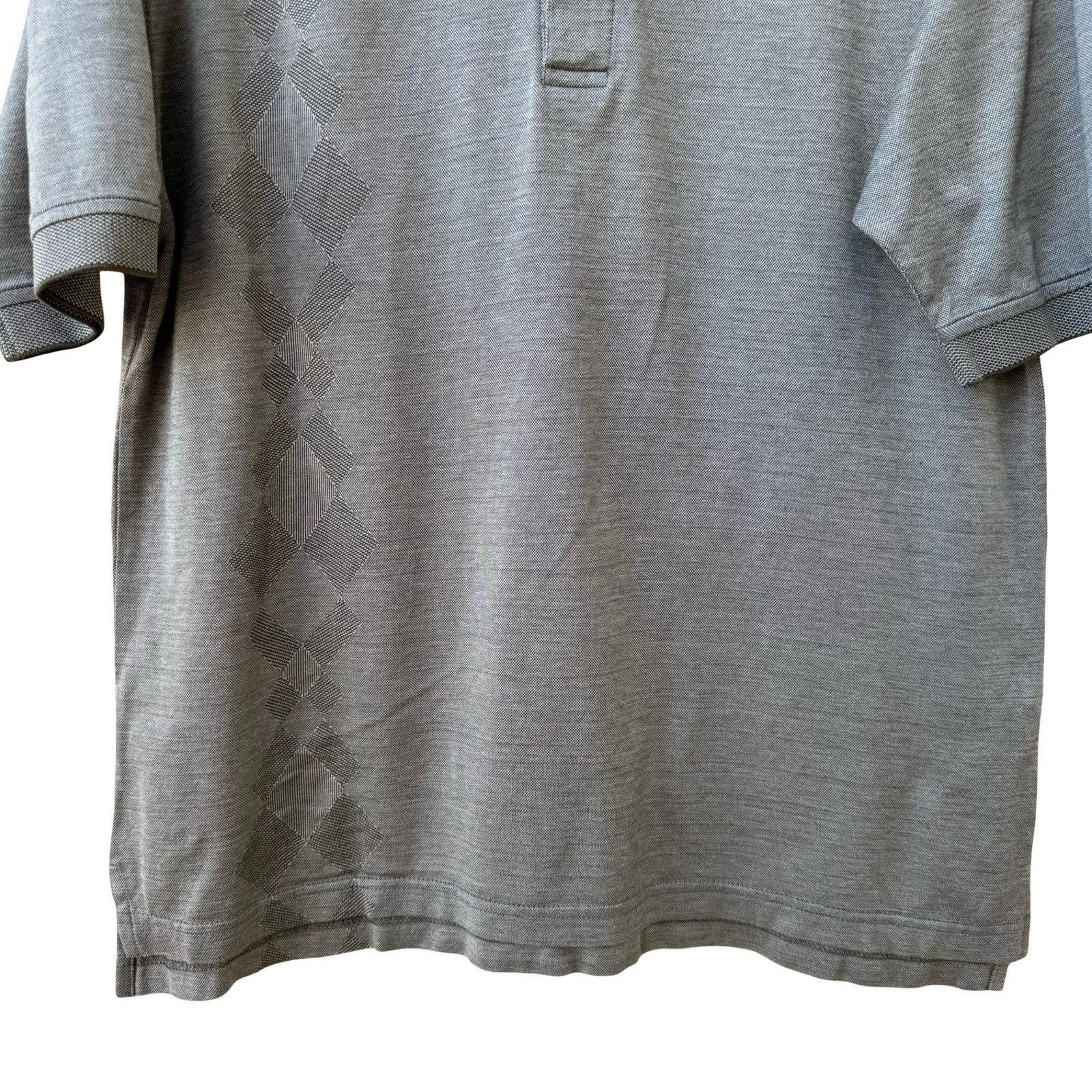 Izod IZOD Mens Double Mercerized Gray Polo Shirt Argyle Diamond P Size US M / EU 48-50 / 2 - 12 Thumbnail
