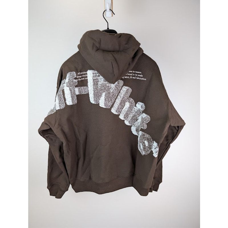 Off-White o1rshd1 Logo Skate Hoodie in Chocolate / White Size US M / EU 48-50 / 2 - 9 Thumbnail