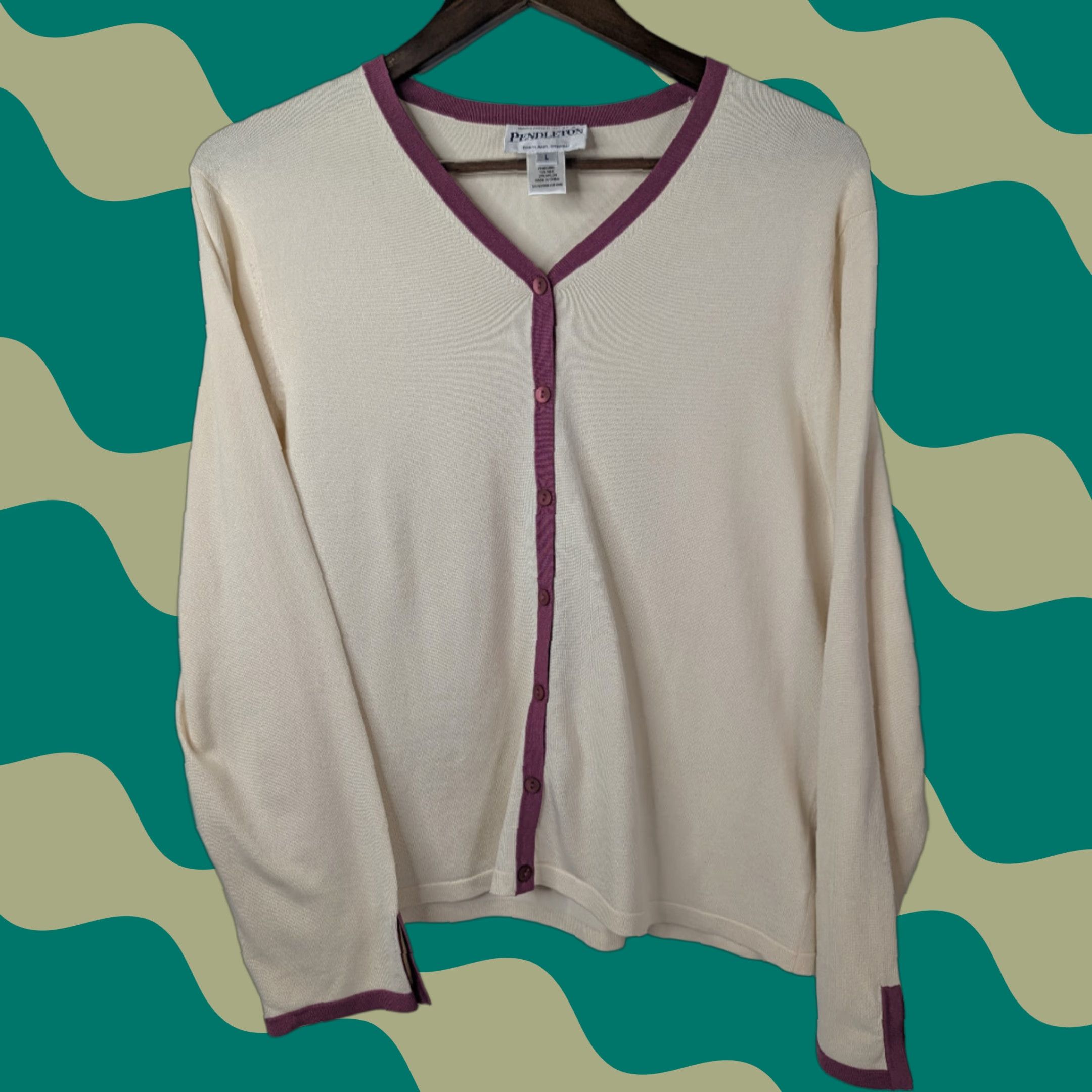 Pendleton Pendleton Silk Blend Ivory Button Cardigan V-Neck Sweater Size Large Preppy Size L / US 10 / IT 46 - 1 Thumbnail