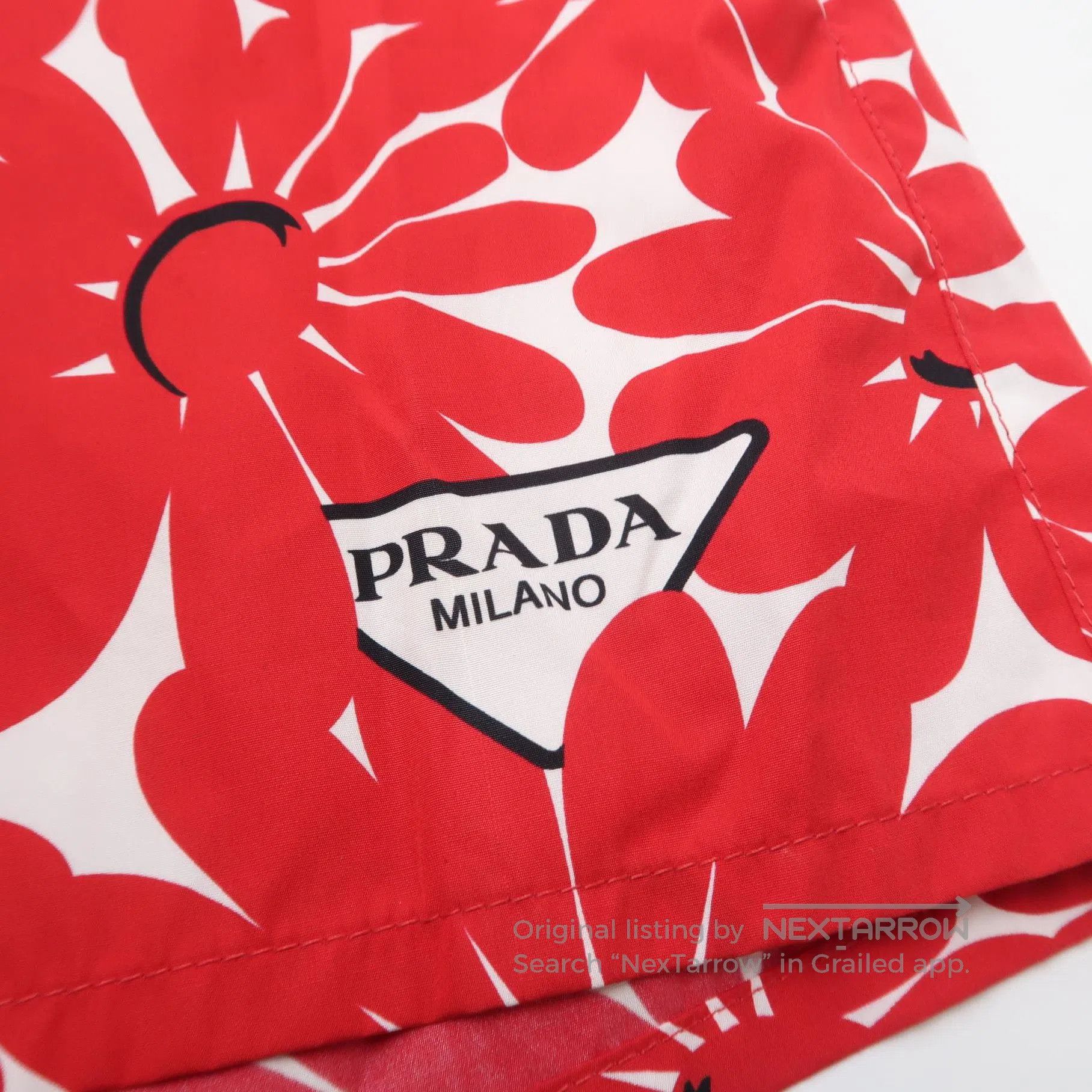 Prada Prada Red Cotton Logo Shorts . Size 35" - 3 Thumbnail